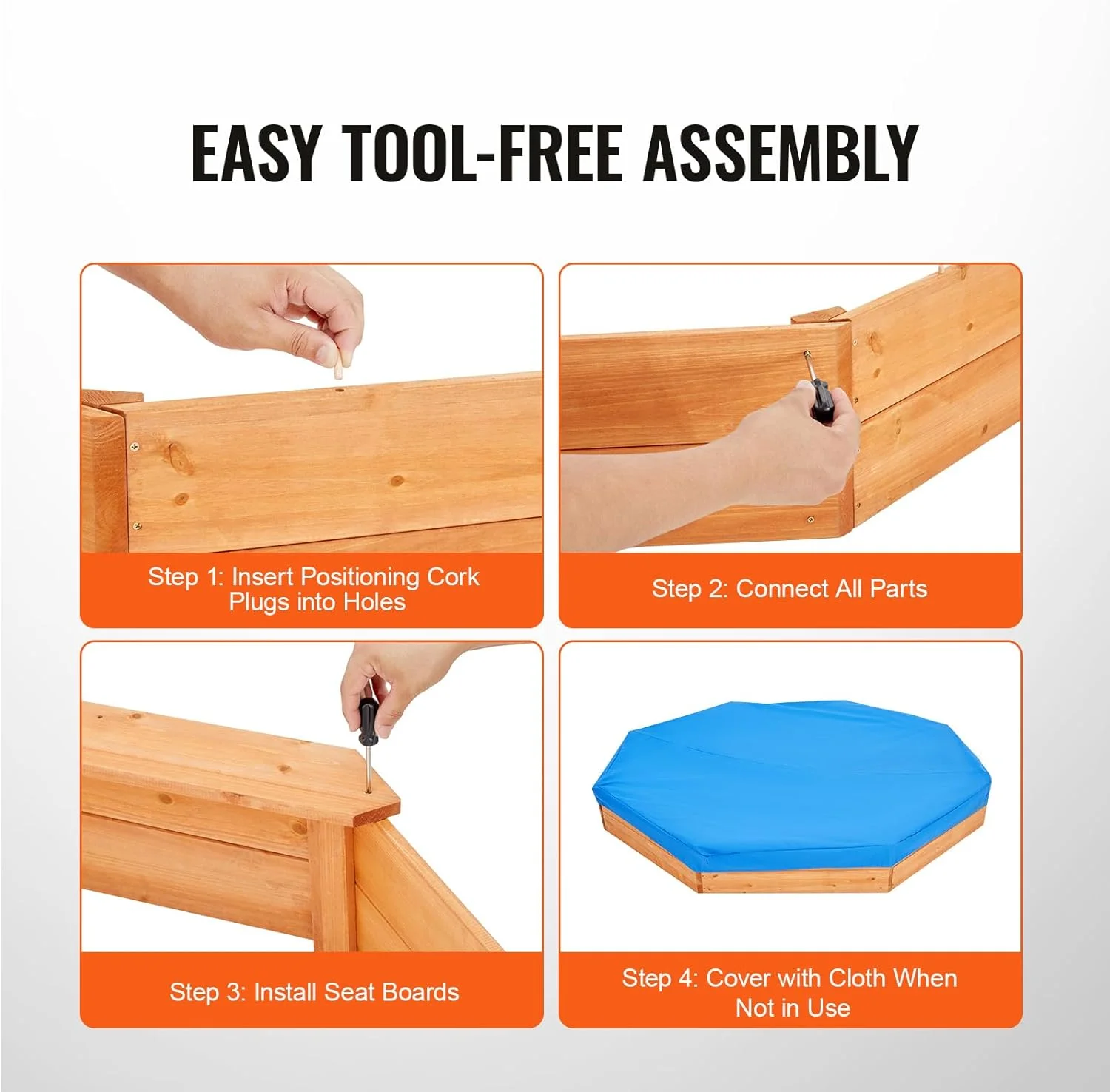 گودال شن چوبی هشت ضلعی VEVOR با روکش، 4 صندلی و آستر کف، گودال شن کودکان برای باغ، هدیه ای برای پسران و دختران 3-12 ساله گودال شن چوبی هشت ضلعی VEVOR با روکش، 4 صندلی و آستر کف، گودال شن کودکان برای باغ، هدیه ای برای پسران و دختران 3-12 ساله