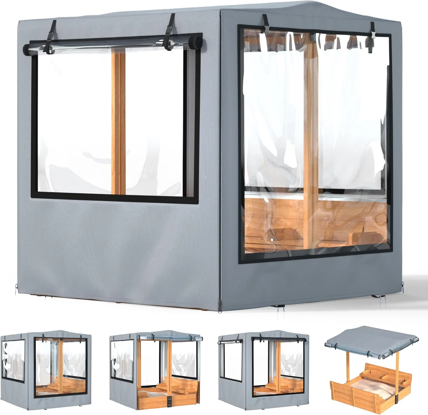 روکش جعبه شنی، 122x122x132 سانتی متر، روکش جعبه شنی کودک، ضد آب، مقاوم در برابر اشعه ماوراء بنفش، با پنجره های شفاف رولی، ایده آل برای جعبه شنی چوبی حیاط خلوت، ضد باد، ضد گرد و غبار و ضد حیوانات خانگی، خاکستری، فقط روکش روکش جعبه شنی، 122x122x132 سانتی متر، روکش جعبه شنی کودک، ضد آب، مقاوم در برابر اشعه ماوراء بنفش، با پنجره های شفاف رولی، ایده آل برای جعبه شنی چوبی حیاط خلوت، ضد باد، ضد گرد و غبار و ضد حیوانات خانگی، خاکستری، فقط روکش