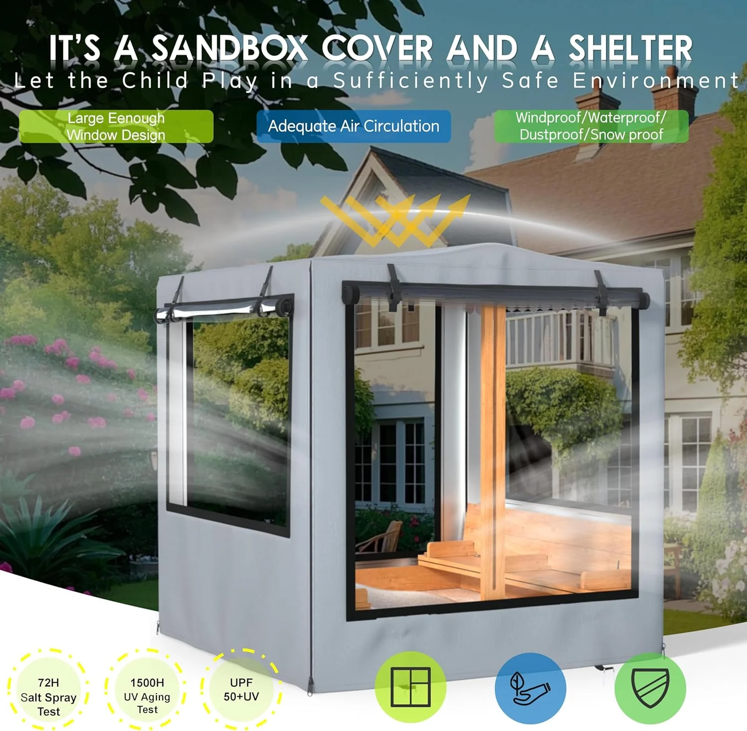 روکش جعبه شنی، 122x122x132 سانتی متر، روکش جعبه شنی کودک، ضد آب، مقاوم در برابر اشعه ماوراء بنفش، با پنجره های شفاف رولی، ایده آل برای جعبه شنی چوبی حیاط خلوت، ضد باد، ضد گرد و غبار و ضد حیوانات خانگی، خاکستری، فقط روکش روکش جعبه شنی، 122x122x132 سانتی متر، روکش جعبه شنی کودک، ضد آب، مقاوم در برابر اشعه ماوراء بنفش، با پنجره های شفاف رولی، ایده آل برای جعبه شنی چوبی حیاط خلوت، ضد باد، ضد گرد و غبار و ضد حیوانات خانگی، خاکستری، فقط روکش