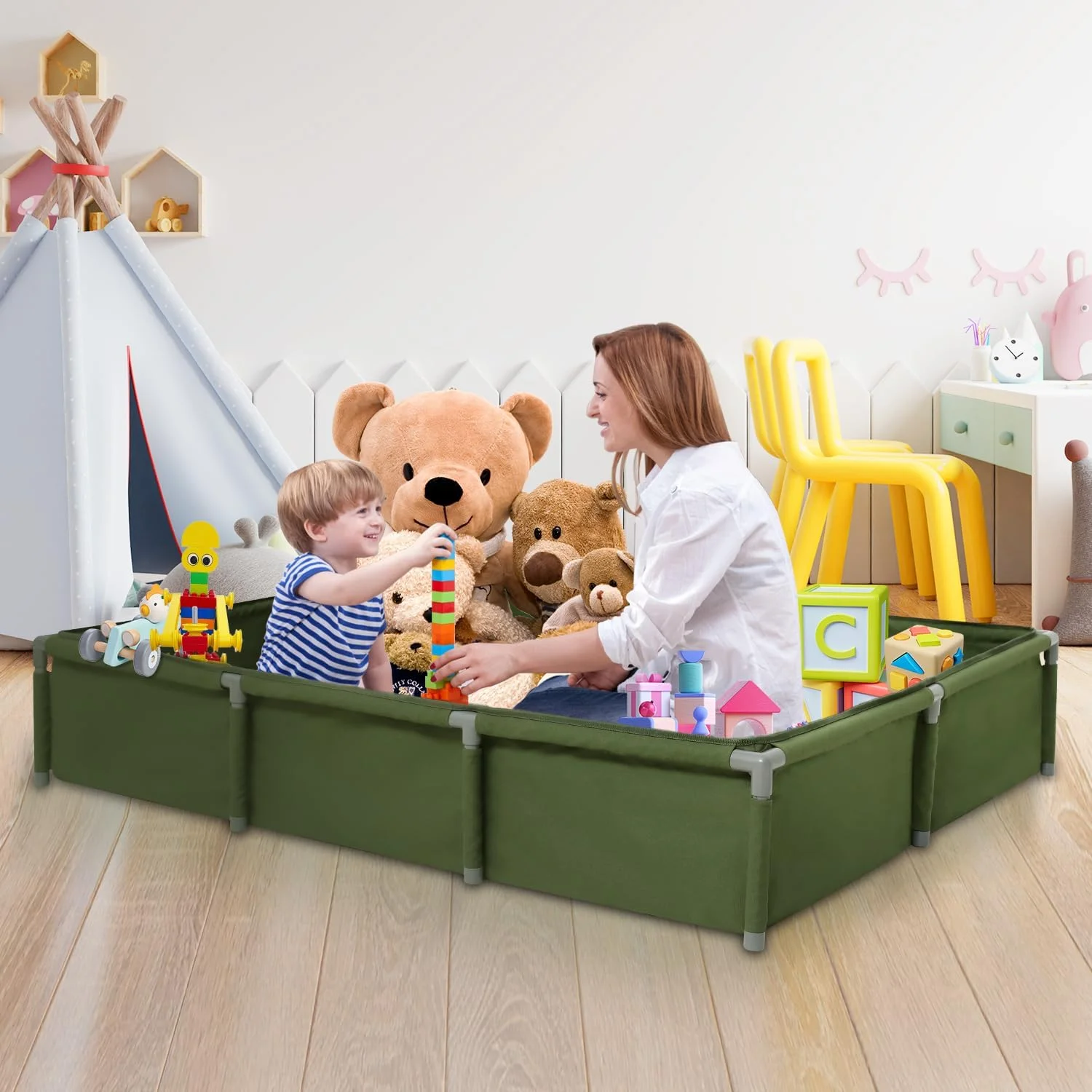 جعبه شنی تاشو پارچه آکسفورد مناسب کودکان برای بازی در فضای باز، هدیه ای برای کودکان، مناسب ساحل، حیاط خلوت، چمن، باغ، نصب آسان