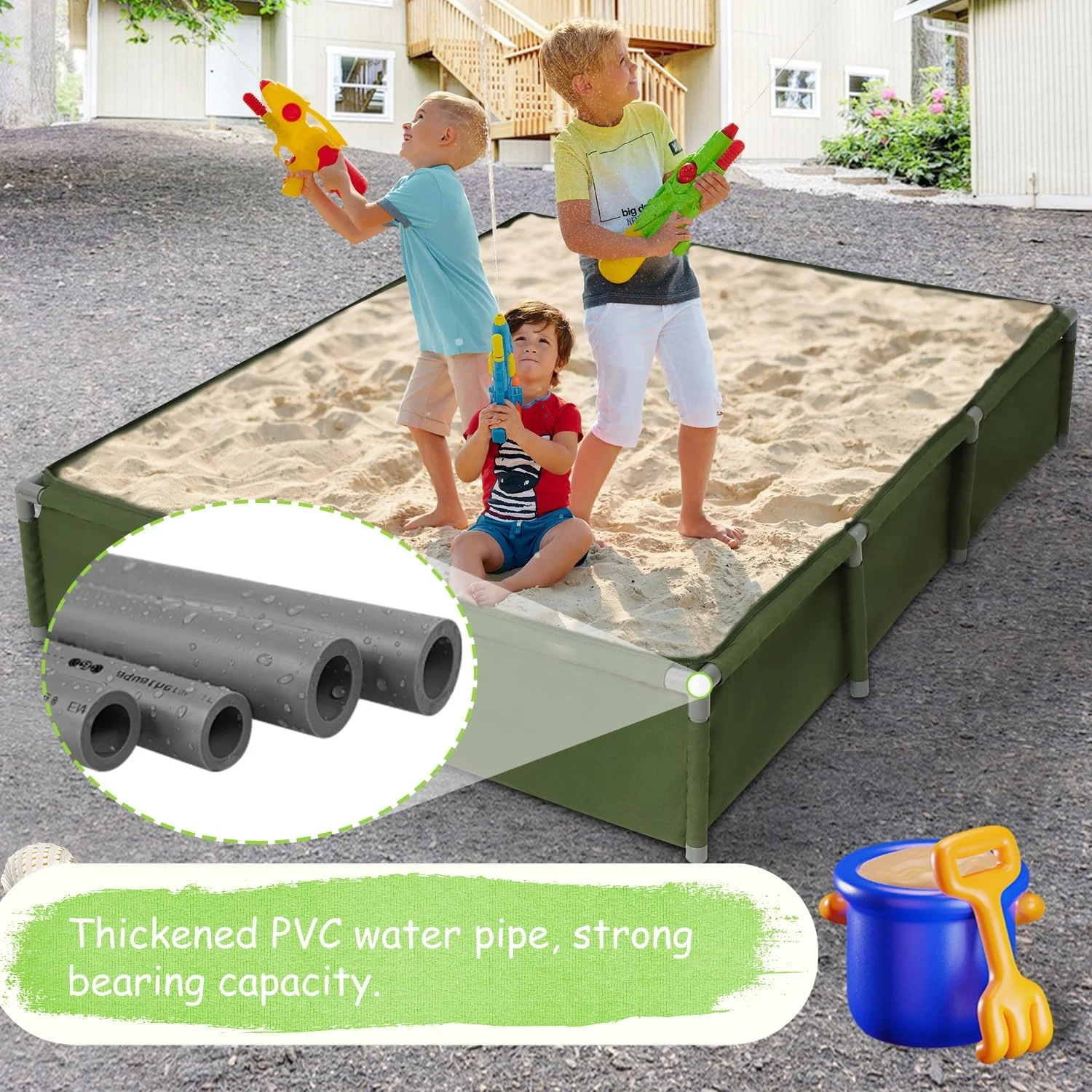 جعبه شنی تاشو پارچه آکسفورد مناسب کودکان برای بازی در فضای باز، هدیه ای برای کودکان، مناسب ساحل، حیاط خلوت، چمن، باغ، نصب آسان