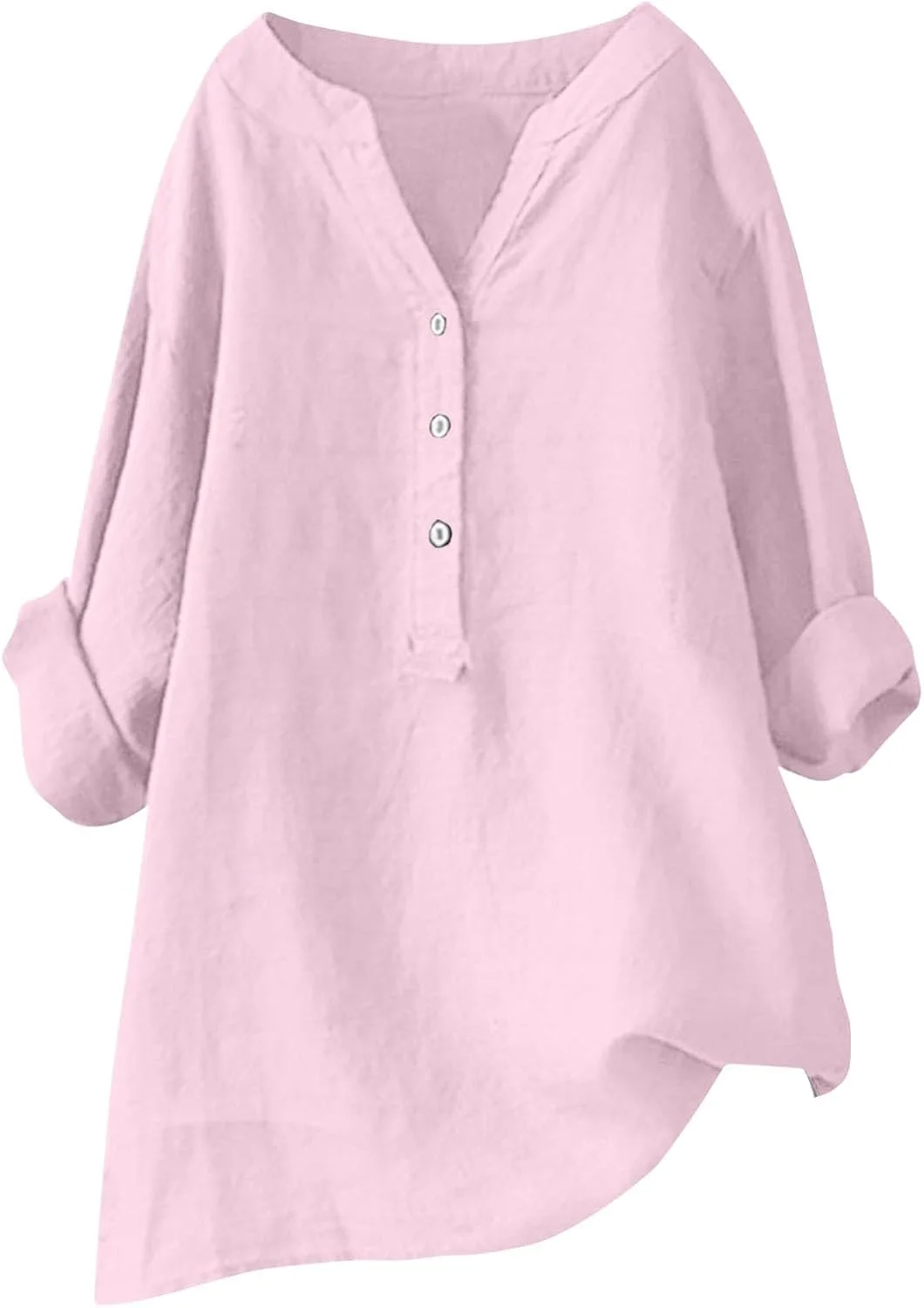 بلوز زنانه آستین بلند دکمه دار با یقه ایستاده