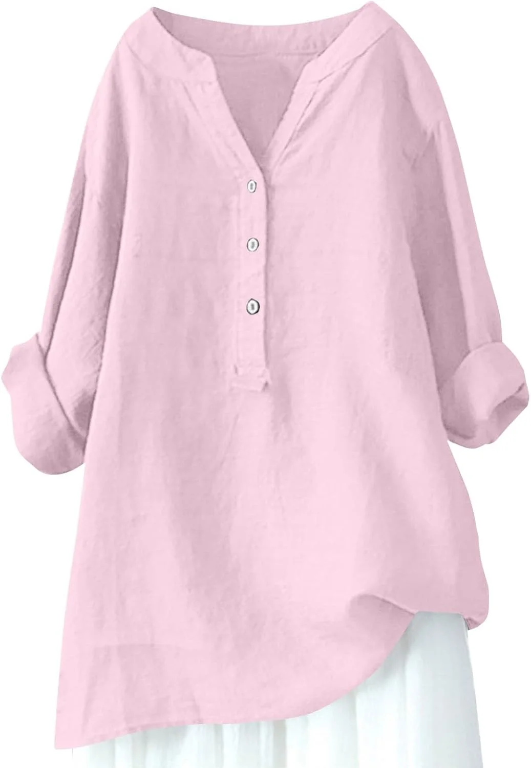 بلوز زنانه آستین بلند دکمه دار با یقه ایستاده