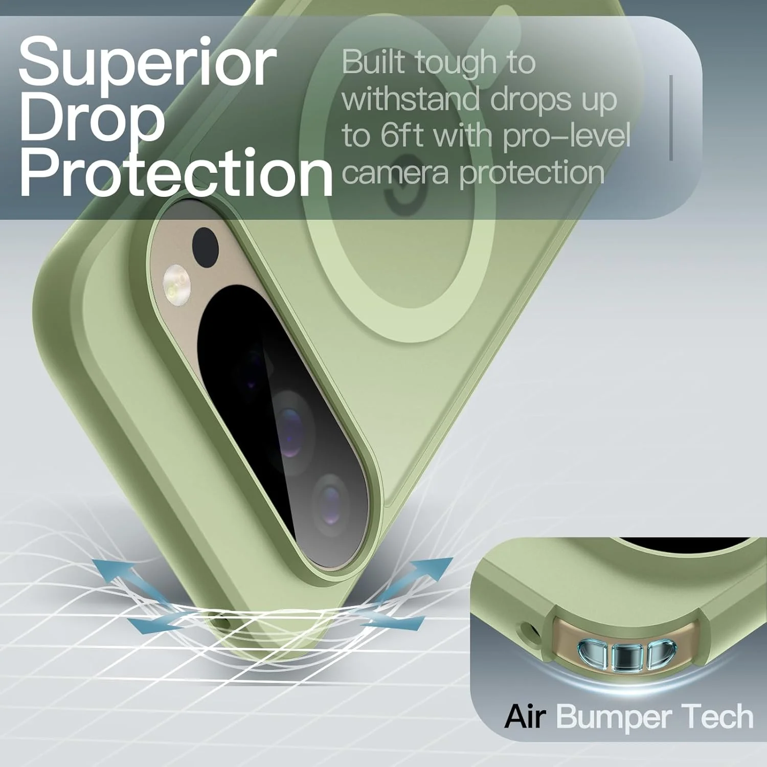 کاور آهنربایی JETech برای گوگل پیکسل 10 پرو XL 2025، سازگار با شارژر MagSafe و Pixelsnap، قاب گوشی ضد ضربه با پشت مات نیمه شفاف (یشمی)