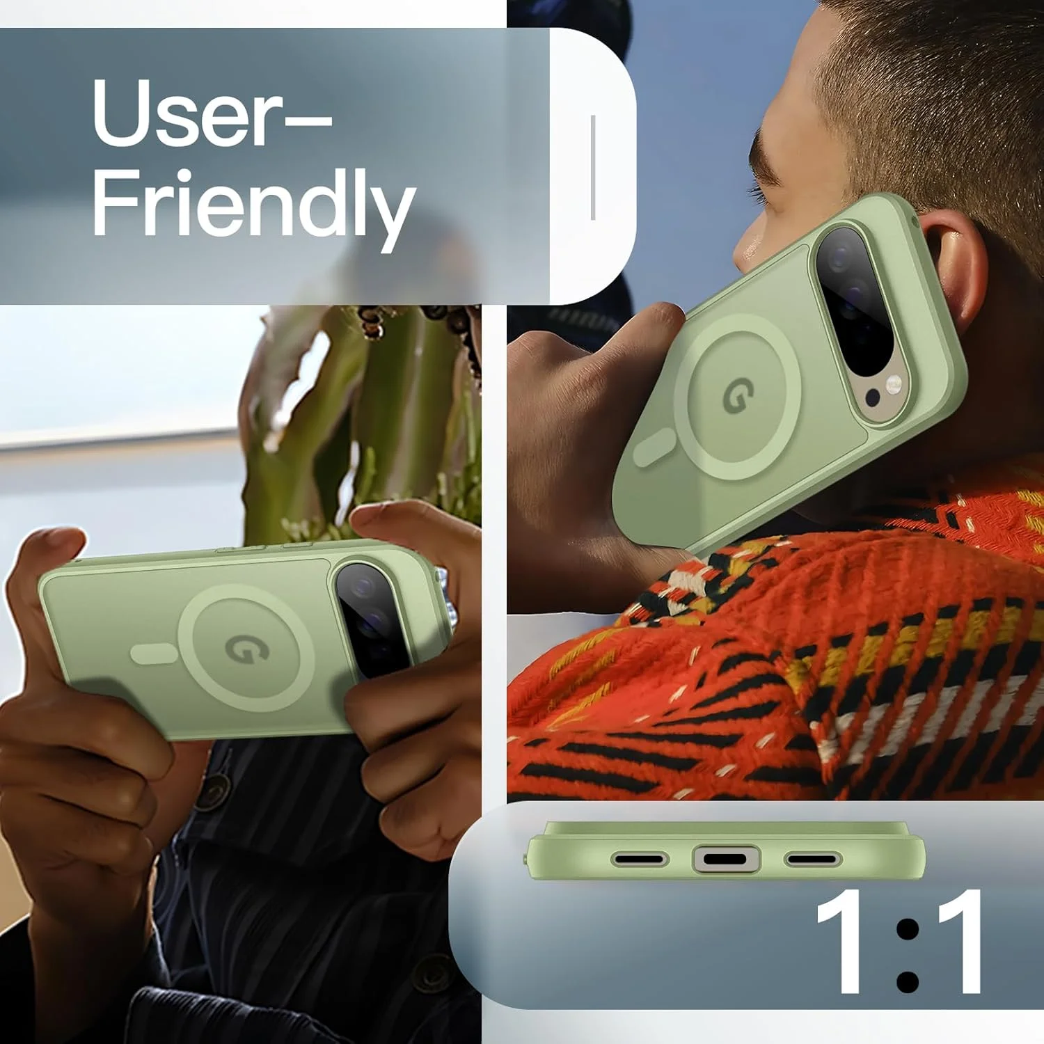 کاور آهنربایی JETech برای گوگل پیکسل 10 پرو XL 2025، سازگار با شارژر MagSafe و Pixelsnap، قاب گوشی ضد ضربه با پشت مات نیمه شفاف (یشمی)