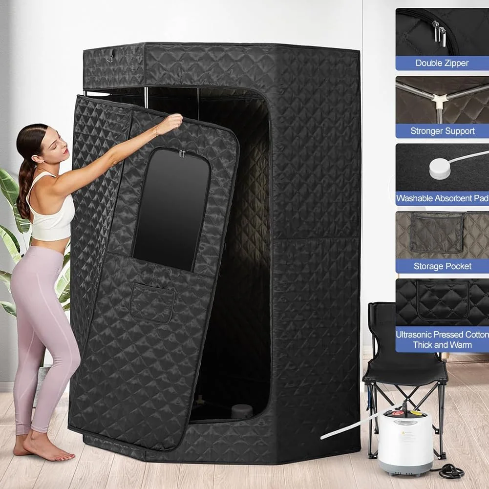 سونا بخار قابل حمل خانگی، چادر سونا پنج ضلعی سایز بزرگ برای اسپا خانگی با بخارگر 3 لیتری 1200 واتی، اتاق بخار جعبه سونای شخصی سرپوشیده با کنترل از راه دور و صندلی تاشو برای آقایان و بانوان سونا بخار قابل حمل خانگی، چادر سونا پنج ضلعی سایز بزرگ برای اسپا خانگی با بخارگر 3 لیتری 1200 واتی، اتاق بخار جعبه سونای شخصی سرپوشیده با کنترل از راه دور و صندلی تاشو برای آقایان و بانوان