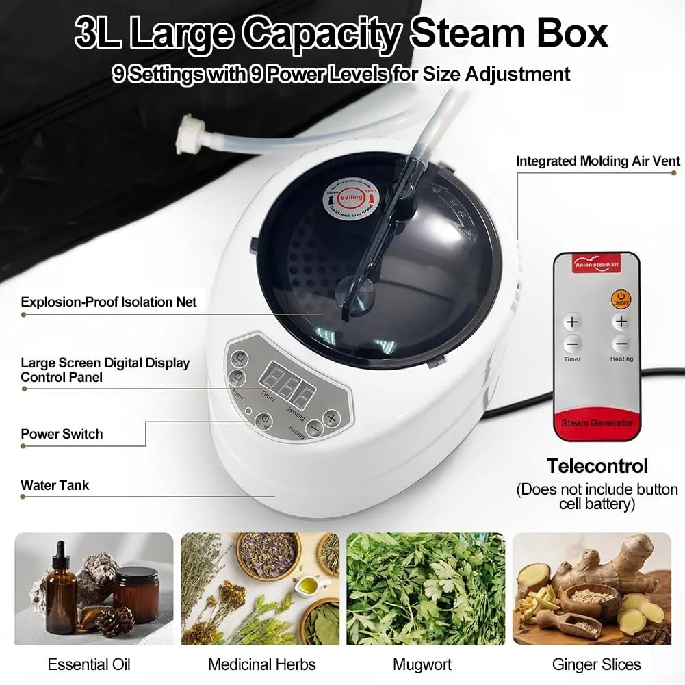 سونا بخار قابل حمل خانگی، چادر سونا پنج ضلعی سایز بزرگ برای اسپا خانگی با بخارگر 3 لیتری 1200 واتی، اتاق بخار جعبه سونای شخصی سرپوشیده با کنترل از راه دور و صندلی تاشو برای آقایان و بانوان سونا بخار قابل حمل خانگی، چادر سونا پنج ضلعی سایز بزرگ برای اسپا خانگی با بخارگر 3 لیتری 1200 واتی، اتاق بخار جعبه سونای شخصی سرپوشیده با کنترل از راه دور و صندلی تاشو برای آقایان و بانوان