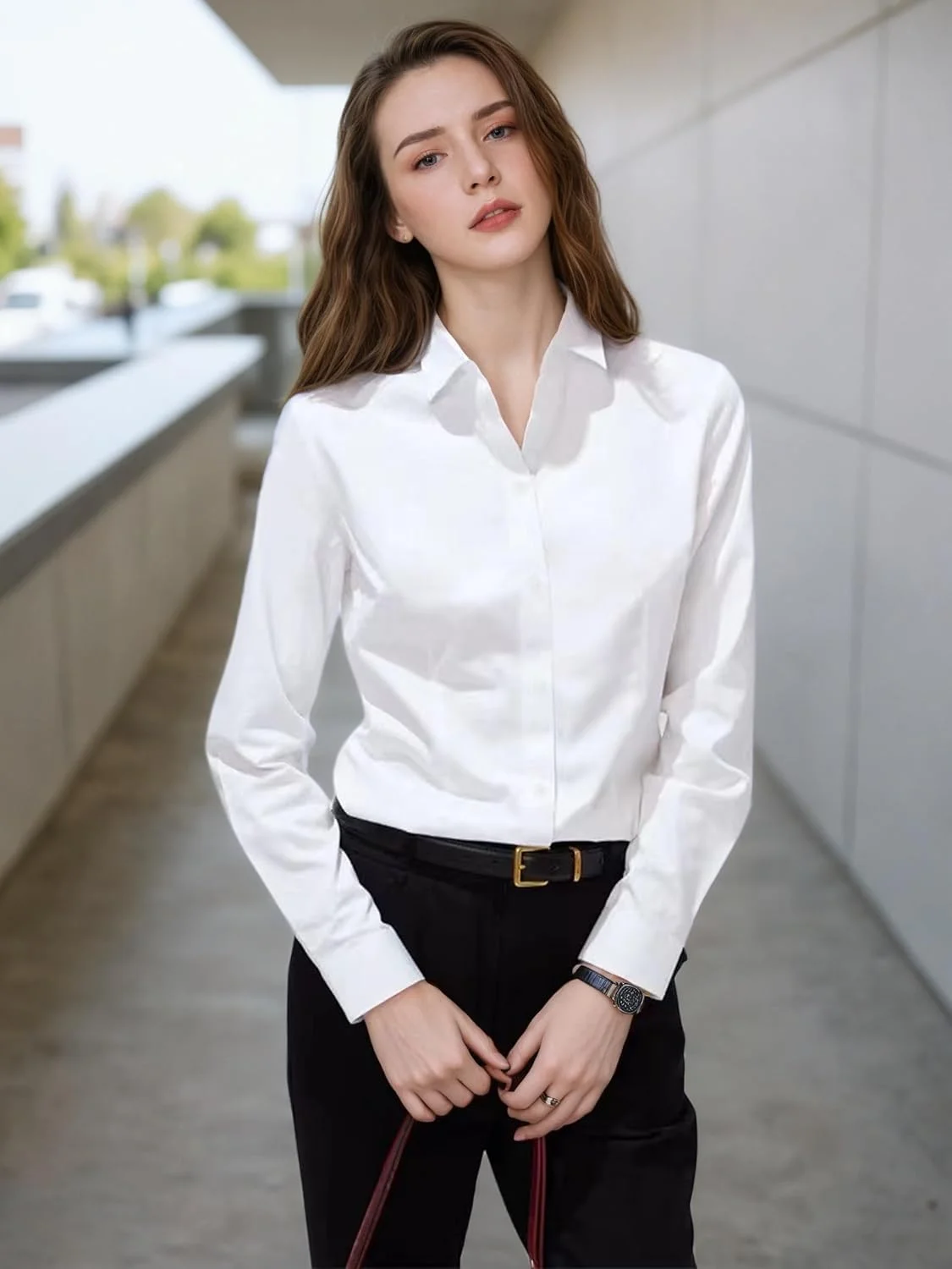 پیراهن آستین بلند دکمه دار زنانه بنینوس، پلیسه دار