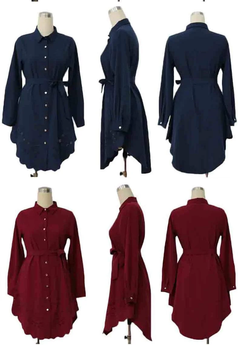 بلوز زنانه، پیراهن رنگ ثابت آستین بلند اسلامی، پیراهن دکمه دار ساده