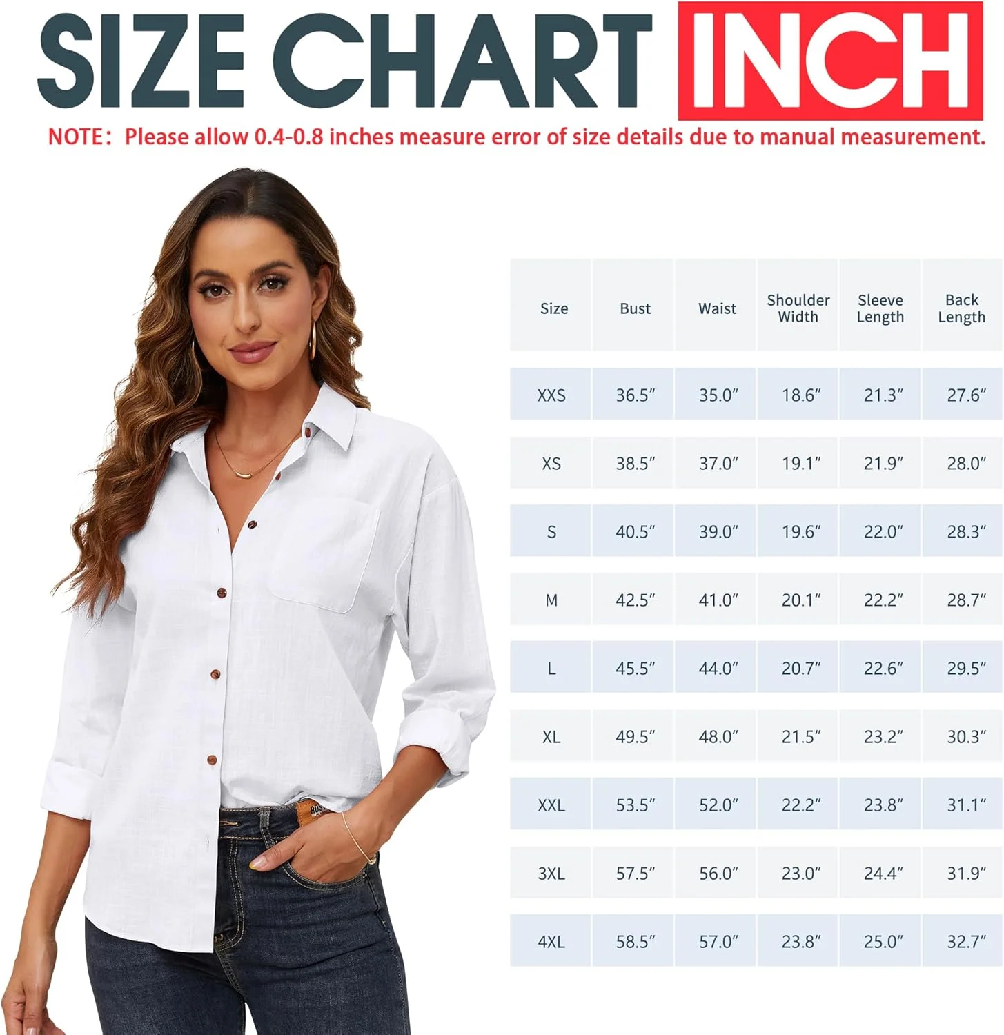 پیراهن دکمه دار زنانه CUNLIN آستین بلند نخی مناسب ساحل و تابستان به همراه جیب