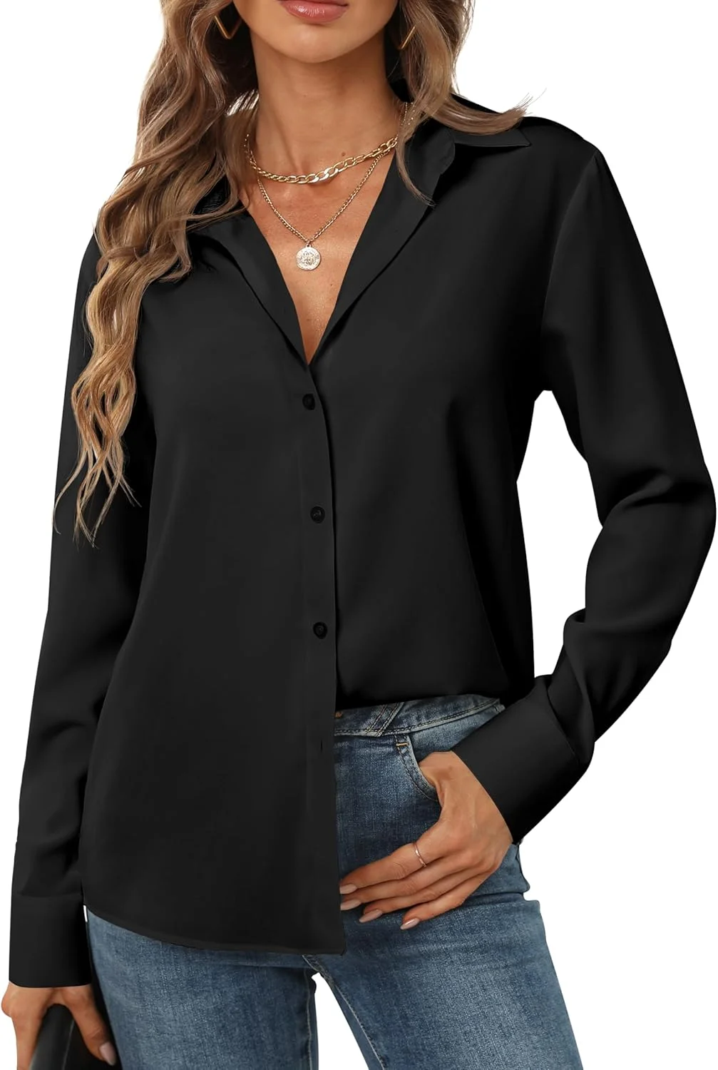 پیراهن دکمه دار زنانه، مدل پایه، نرم و کلاسیک، یقه دار، آستین بلند، مناسب استایل های رسمی و غیر رسمی، رنگ ثابت، سایز XS-XXL پیراهن دکمه دار زنانه، مدل پایه، نرم و کلاسیک، یقه دار، آستین بلند، مناسب استایل های رسمی و غیر رسمی، رنگ ثابت، سایز XS-XXL