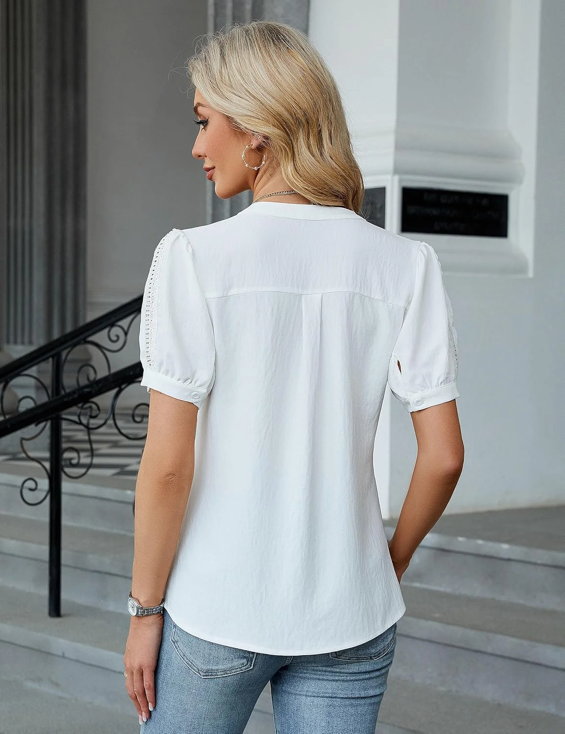 BMJL بلوز زنانه دکمه دار یقه هفت، آستین پفی، مناسب استایل کژوال و محیط کار، مدل 2025