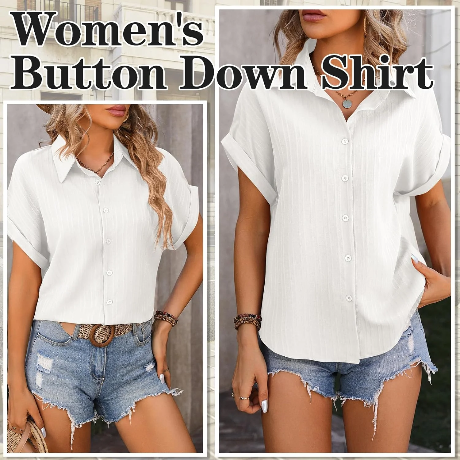 بلوز آستین کوتاه زنانه دکمه دار، مناسب برای کار، اداره و استفاده روزمره در تابستان