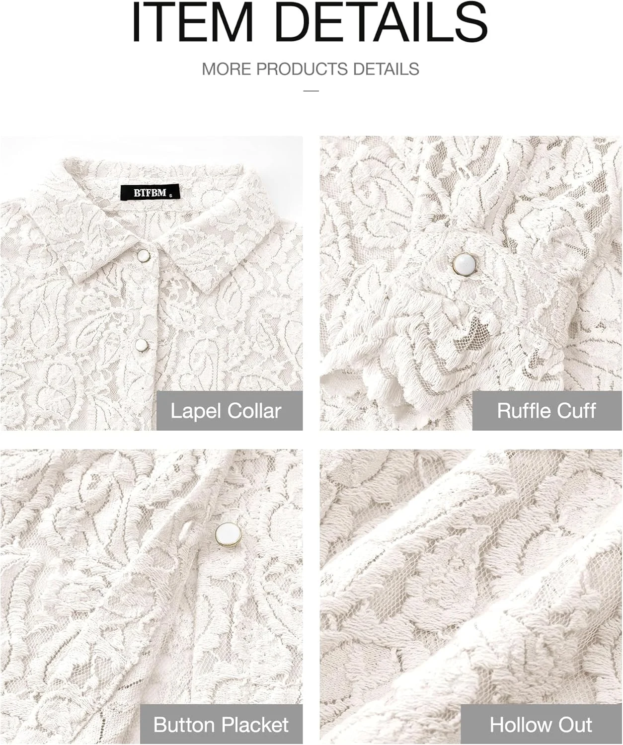 بی تی اف بی ام بلوز آستین بلند توری زنانه، مناسب بهار 2025، پیراهن های دکمه دار شیک و غیر رسمی، تاپ های مهمانی و دورهمی بی تی اف بی ام بلوز آستین بلند توری زنانه، مناسب بهار 2025، پیراهن های دکمه دار شیک و غیر رسمی، تاپ های مهمانی و دورهمی