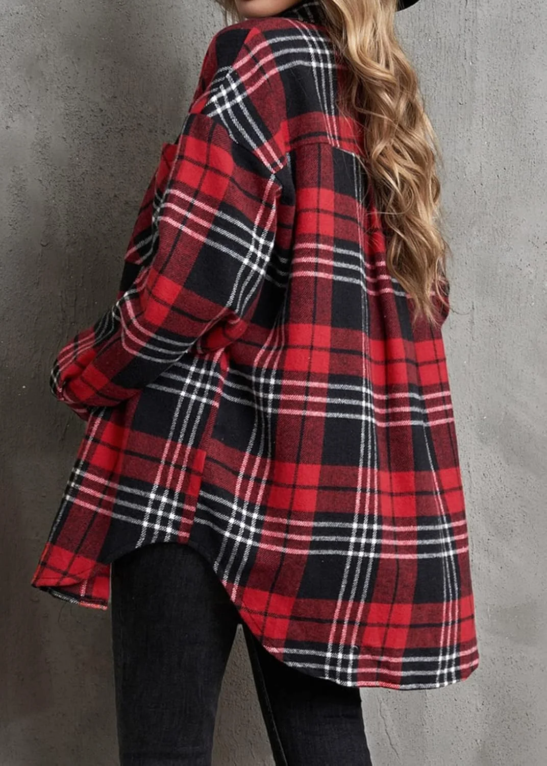 بی تی اف بی ام، بلوزهای چهارخانه دکمه دار زنانه، آستین بلند، یقه برگردان، کت های فلانل، شومیز و تاپ جیب دار