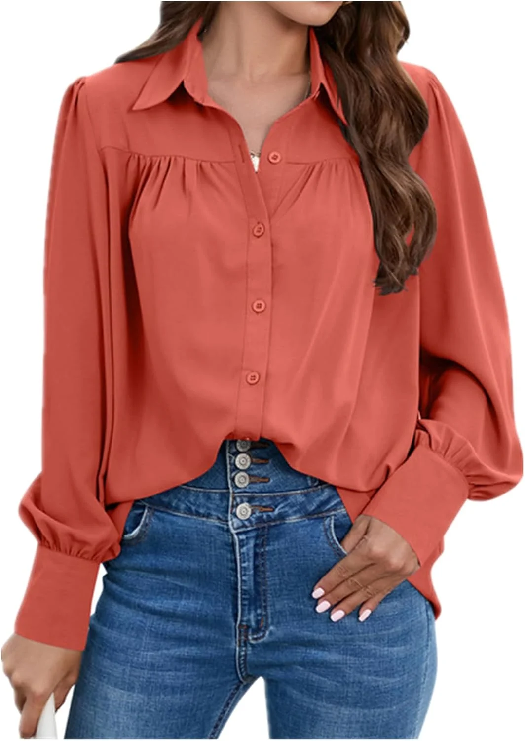 شومیز دکمه دار زنانه با طرح بوهو، بلوز نخی غیر رسمی سایز بزرگ یقه هفت (زرد، XXL)