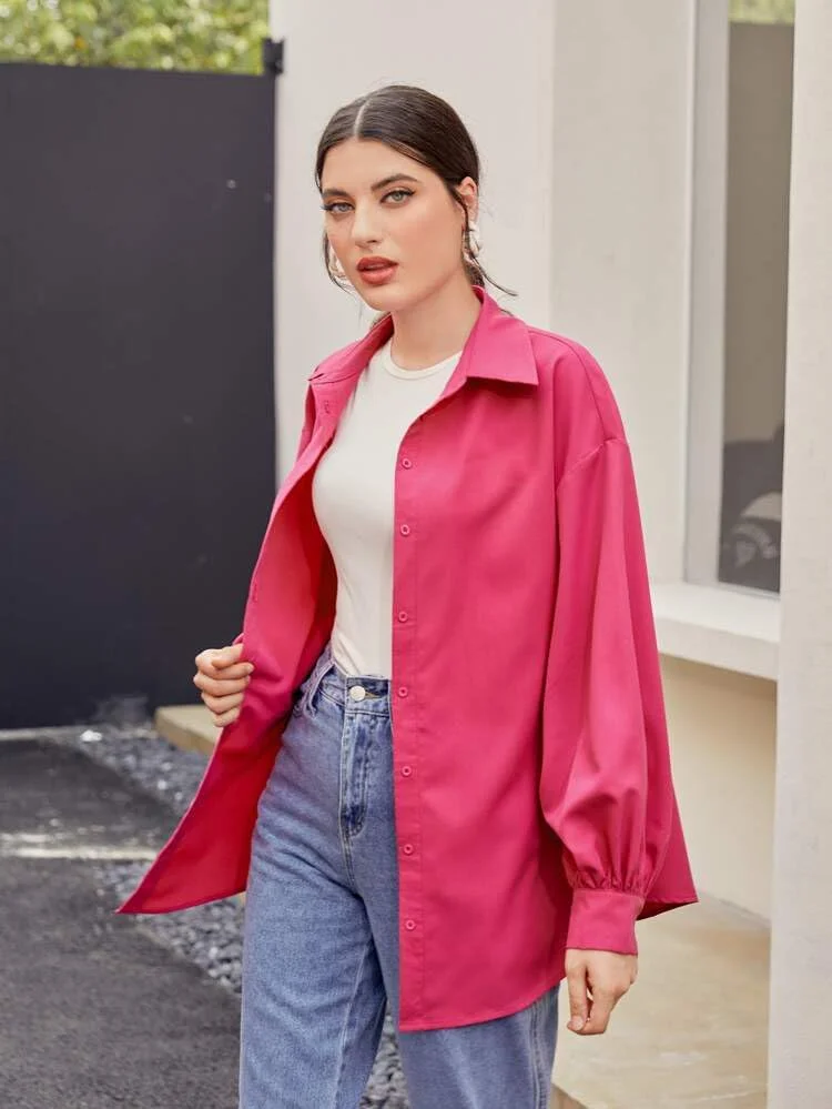 بلوز آستین بلند دکمه دار زنانه، شیک، گشاد، مناسب کار و محیط اداری