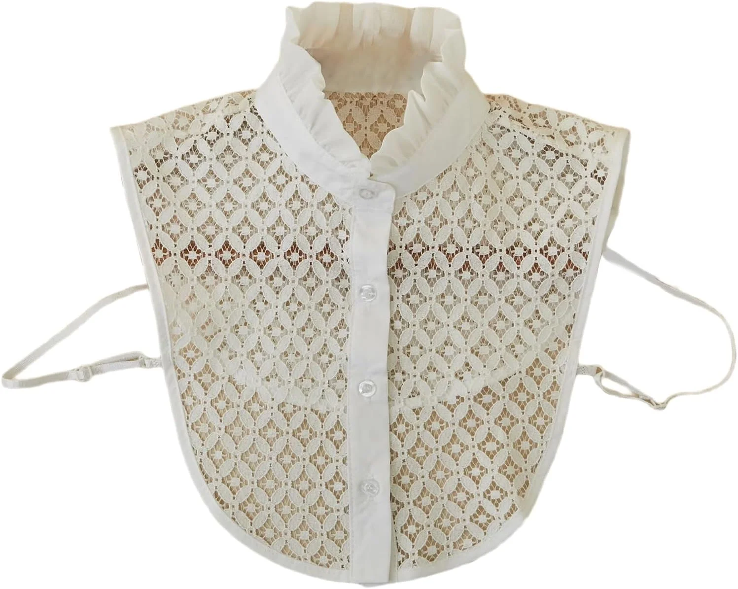 نیم تنه دکمه دار با یقه توری جداشدنی، یقه تزئینی طرح دار برای بانوان نیم تنه دکمه دار با یقه توری جداشدنی، یقه تزئینی طرح دار برای بانوان