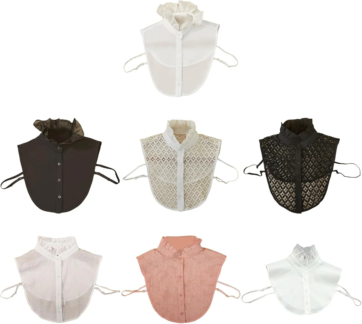 نیم تنه دکمه دار با یقه توری جداشدنی، یقه تزئینی طرح دار برای بانوان