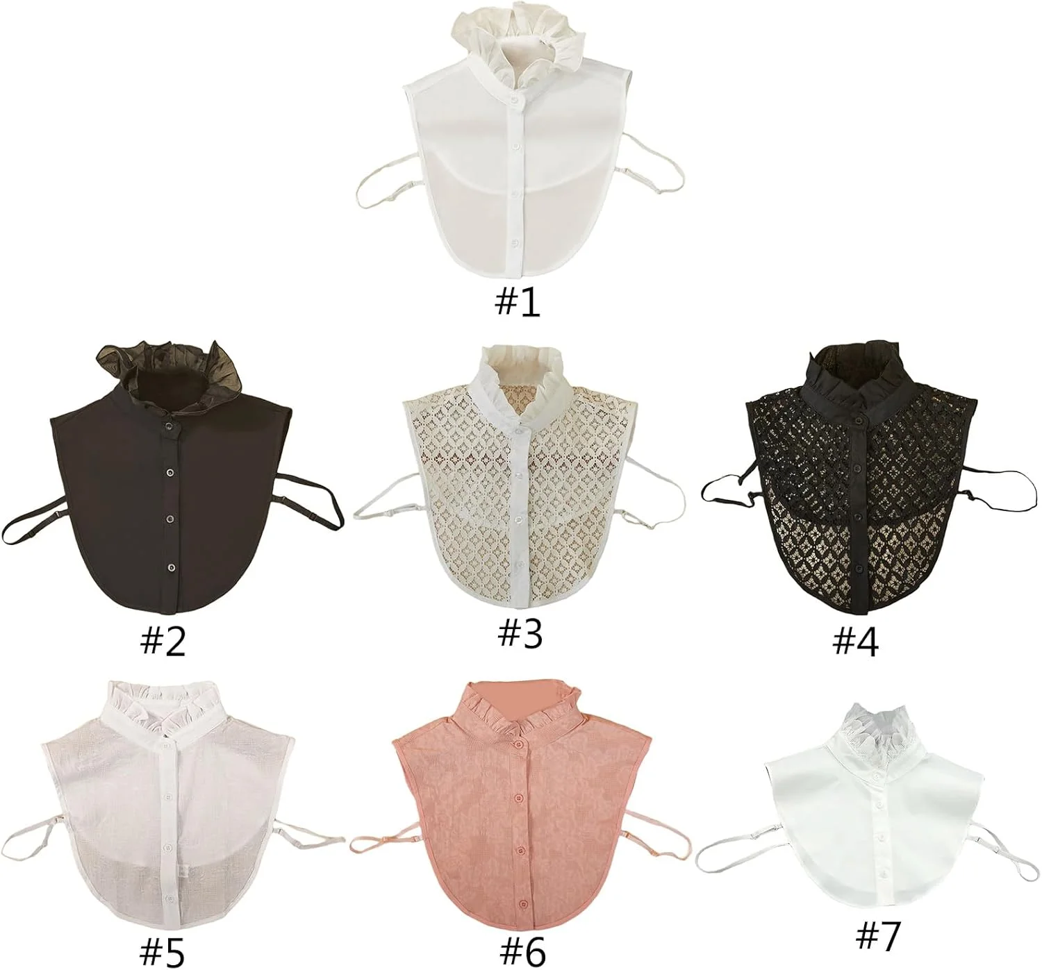 نیم تنه دکمه دار با یقه توری جداشدنی، یقه تزئینی طرح دار برای بانوان نیم تنه دکمه دار با یقه توری جداشدنی، یقه تزئینی طرح دار برای بانوان