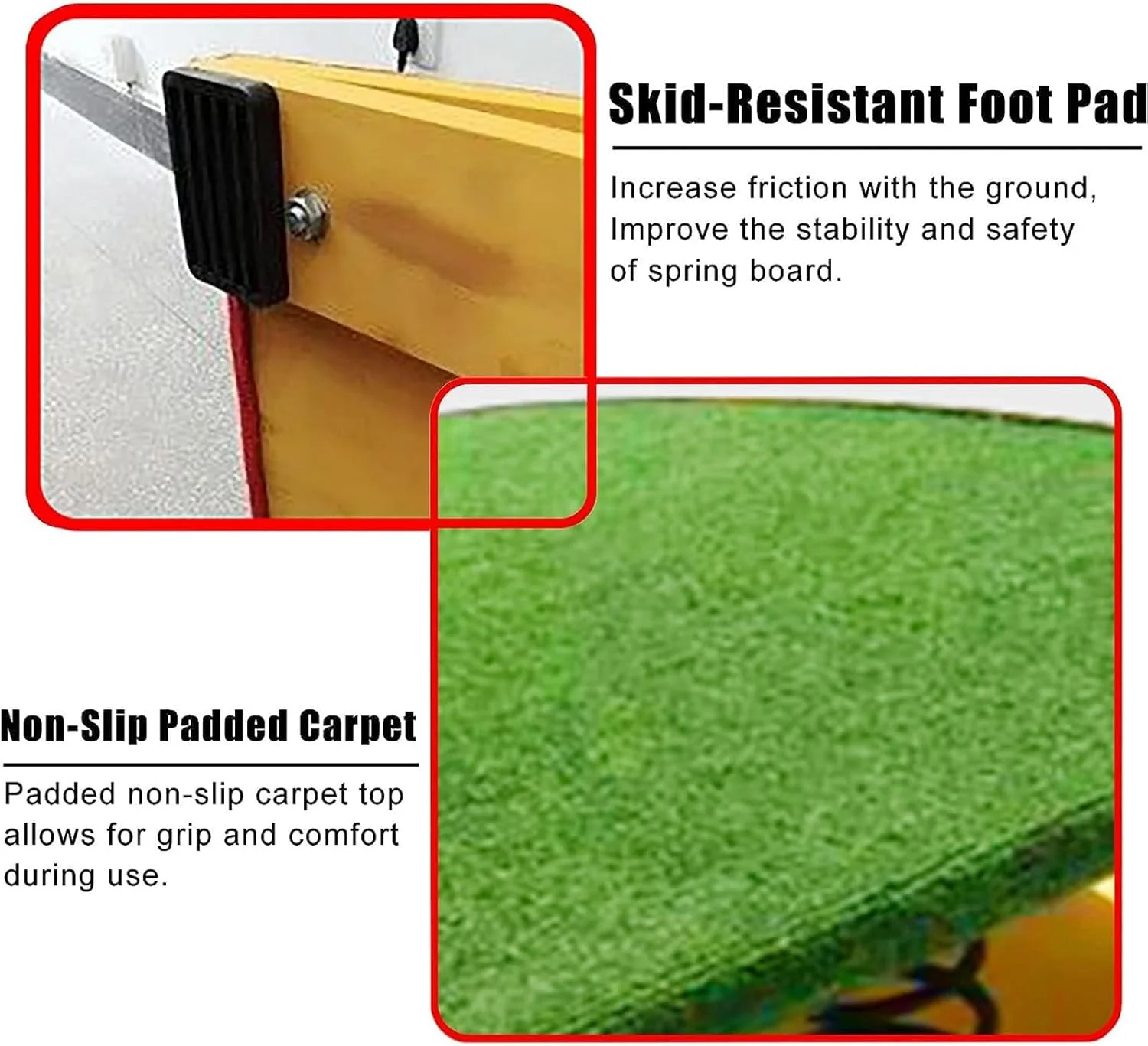 تخته فنری ژیمناستیک ضد لغزش، تخته فنری ژیمناستیک بزرگسالان و نوجوانان برای پرش، ترامپولین کوچک خانگی برای مدرسه، باشگاه خانگی، بار، زیرزمین، قرمز - 2 فنر تخته فنری ژیمناستیک ضد لغزش، تخته فنری ژیمناستیک بزرگسالان و نوجوانان برای پرش، ترامپولین کوچک خانگی برای مدرسه، باشگاه خانگی، بار، زیرزمین، قرمز - 2 فنر