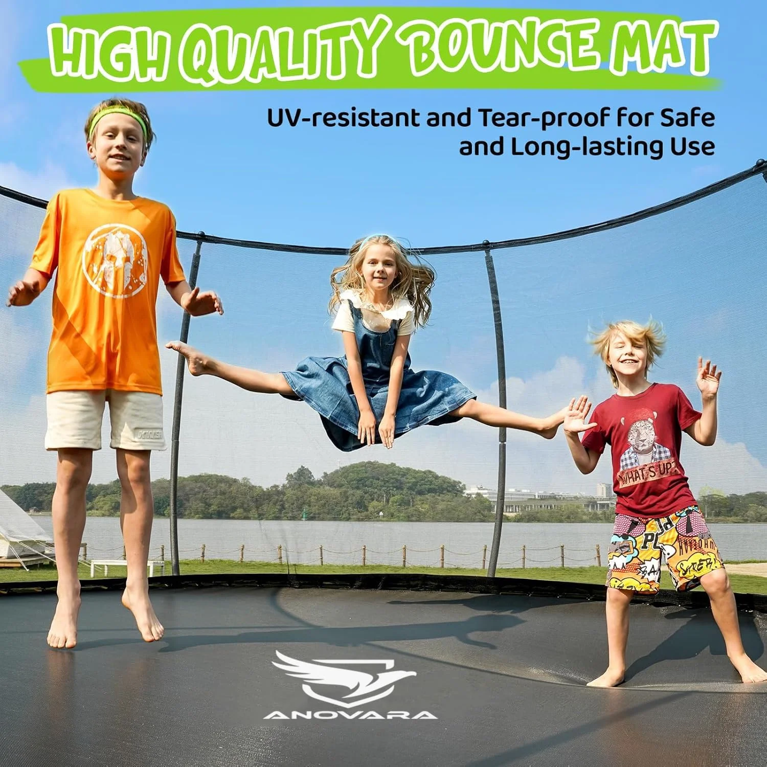 ترامپولین تفریحی ۱۴ فوتی با تور محافظ و نردبان، ترامپولین ضد زنگ مناسب فضای باز برای کودکان و بزرگسالان، دارای تاییدیه ASTM ترامپولین تفریحی ۱۴ فوتی با تور محافظ و نردبان، ترامپولین ضد زنگ مناسب فضای باز برای کودکان و بزرگسالان، دارای تاییدیه ASTM