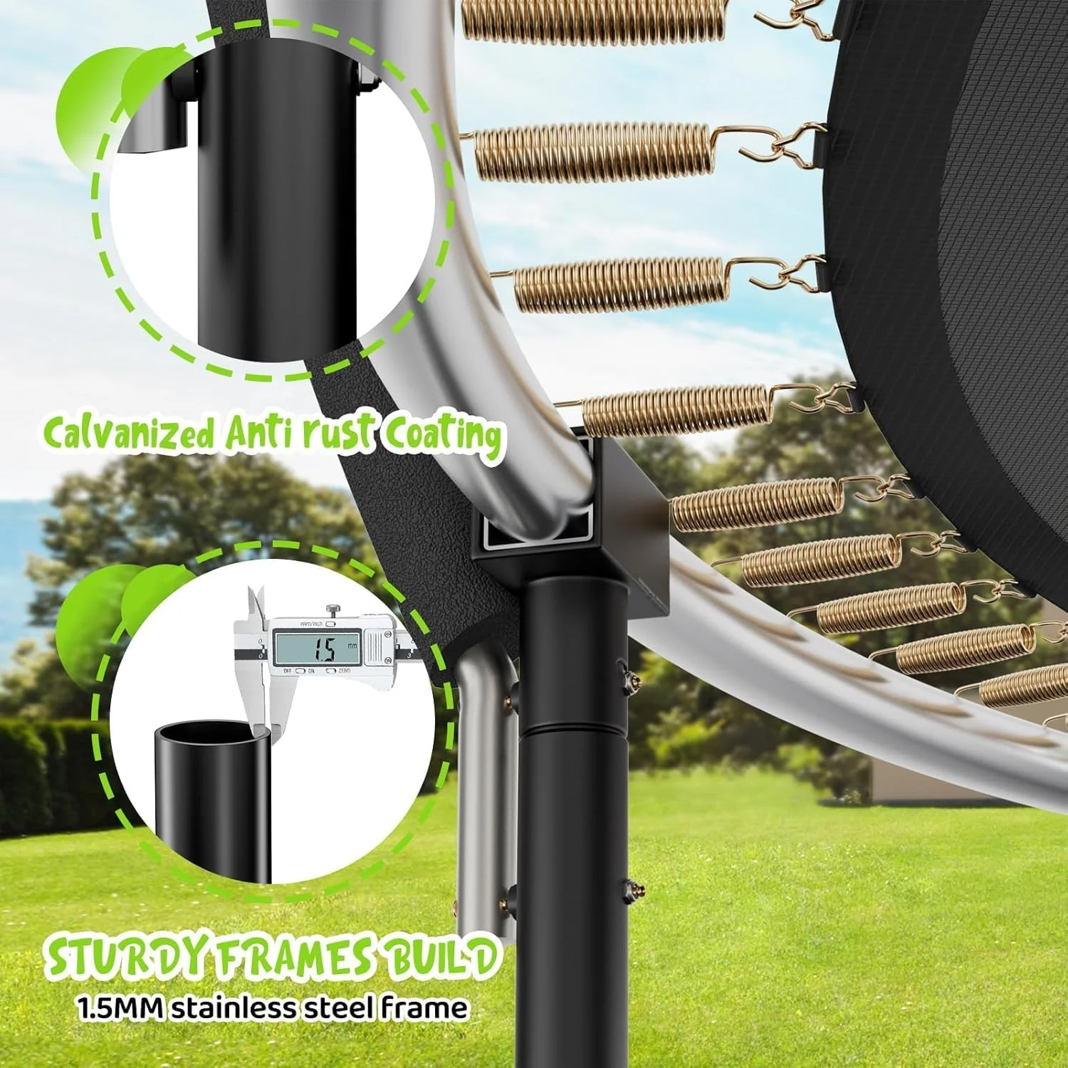 ترامپولین تفریحی ۱۴ فوتی با تور محافظ و نردبان، ترامپولین ضد زنگ مناسب فضای باز برای کودکان و بزرگسالان، دارای تاییدیه ASTM ترامپولین تفریحی ۱۴ فوتی با تور محافظ و نردبان، ترامپولین ضد زنگ مناسب فضای باز برای کودکان و بزرگسالان، دارای تاییدیه ASTM