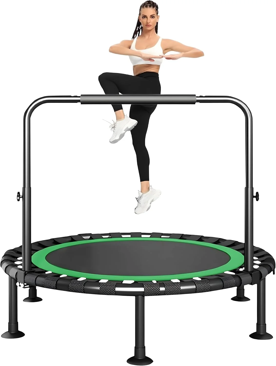 ترامپولین تاشو ANTOLE برای بزرگسالان و کودکان، تجهیزات ورزشی خانگی ریباندر 40 اینچی، ترامپولین ریباندر با نرده فومی با ارتفاع قابل تنظیم ترامپولین تاشو ANTOLE برای بزرگسالان و کودکان، تجهیزات ورزشی خانگی ریباندر 40 اینچی، ترامپولین ریباندر با نرده فومی با ارتفاع قابل تنظیم