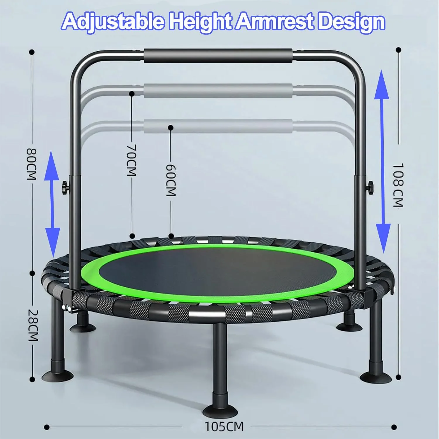 ترامپولین تاشو ANTOLE برای بزرگسالان و کودکان، تجهیزات ورزشی خانگی ریباندر 40 اینچی، ترامپولین ریباندر با نرده فومی با ارتفاع قابل تنظیم ترامپولین تاشو ANTOLE برای بزرگسالان و کودکان، تجهیزات ورزشی خانگی ریباندر 40 اینچی، ترامپولین ریباندر با نرده فومی با ارتفاع قابل تنظیم