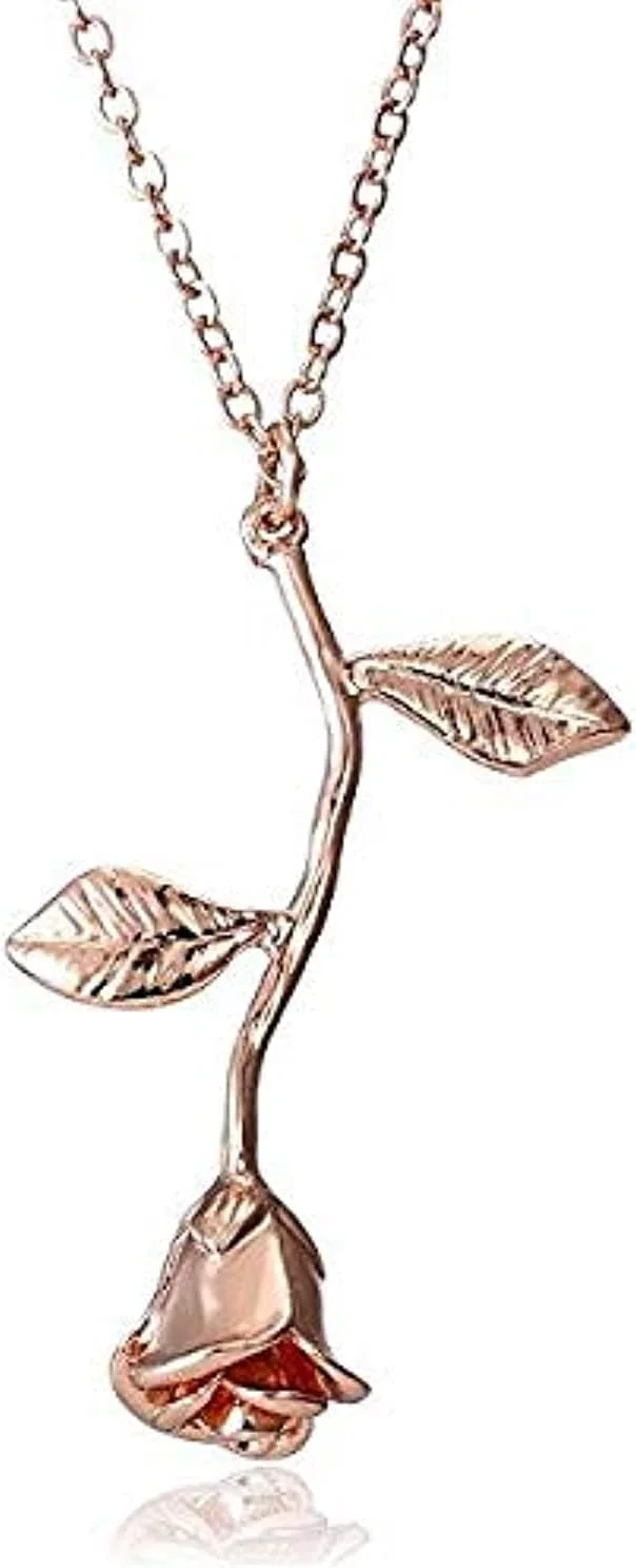 گردنبند آویز گل رز - طلایی رزگلد