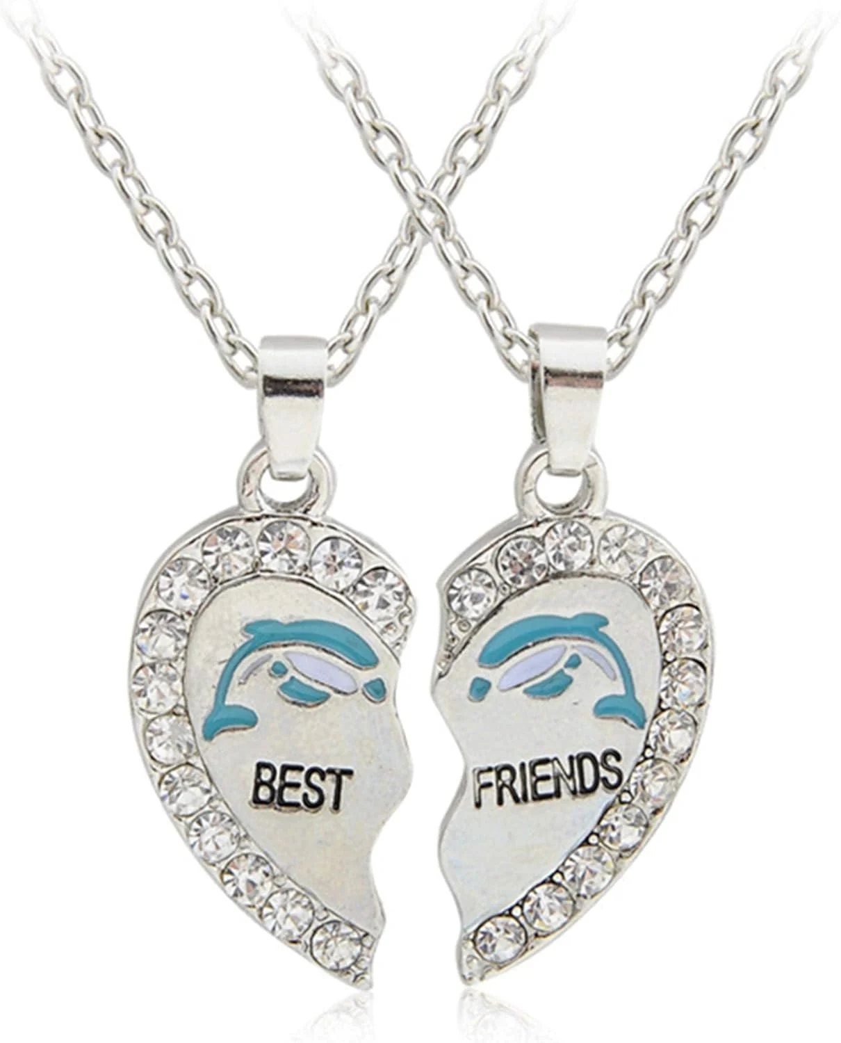 ست گردنبند دوستی با آویز قلب و نگین ست گردنبند دوستی با آویز قلب و نگین