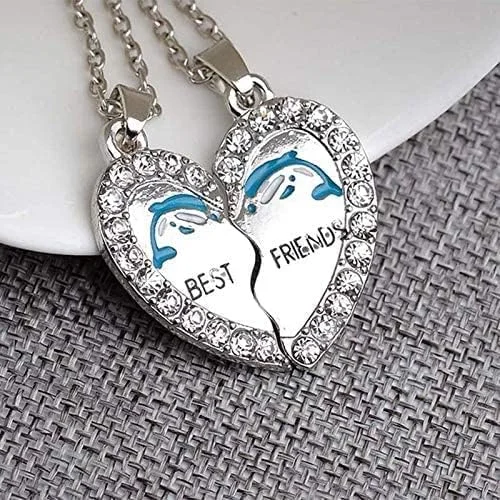 ست گردنبند دوستی با آویز قلب و نگین ست گردنبند دوستی با آویز قلب و نگین