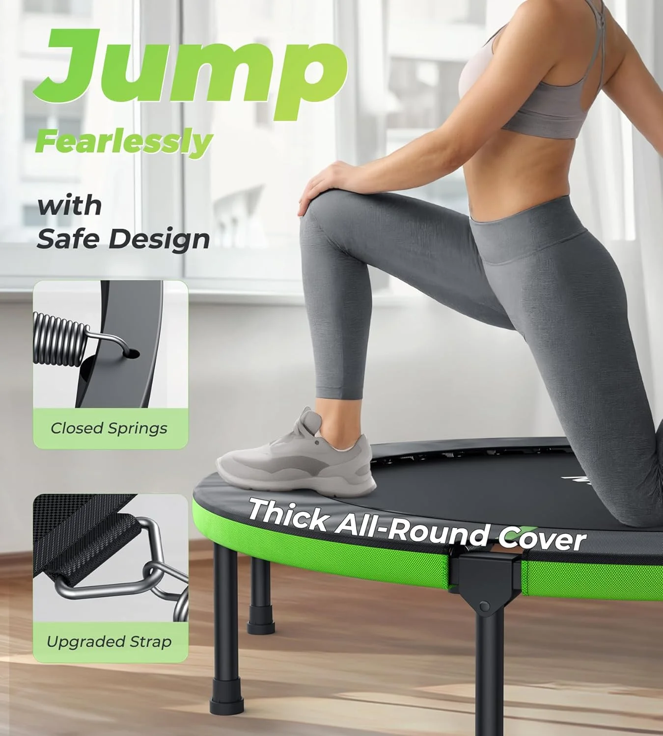 ترامپولین مینی تاشو BCAN در اندازه های 40 و 48 اینچ، ترامپولین ریباندر برای بزرگسالان، دسته فومی قابل تنظیم U/T شکل، ریباندر ورزشی برای کودکان و بزرگسالان، مناسب برای تمرینات داخل خانه و باغ، حداکثر تحمل وزن 150 و 200 کیلوگرم ترامپولین مینی تاشو BCAN در اندازه های 40 و 48 اینچ، ترامپولین ریباندر برای بزرگسالان، دسته فومی قابل تنظیم U/T شکل، ریباندر ورزشی برای کودکان و بزرگسالان، مناسب برای تمرینات داخل خانه و باغ، حداکثر تحمل وزن 150 و 200 کیلوگرم