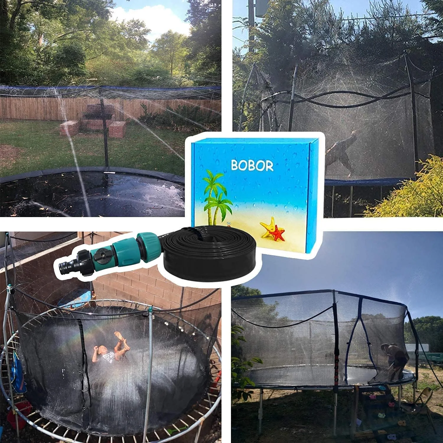 آبپاش ترامپولین بوبور برای کودکان، اسباب بازی های آبی تفریحی پارک آبی تابستانی در فضای باز (12 متر)