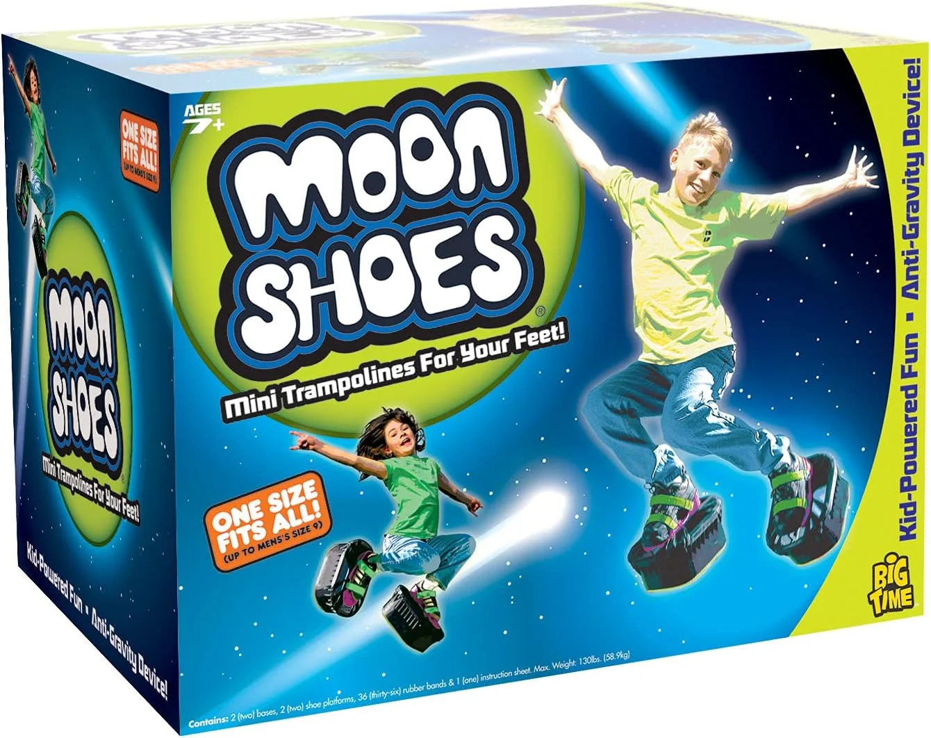 کفش های فنری بیگ تایم تویز، ترامپولین های کوچک برای پاهای شما، سایز آزاد، مشکی، جدید و بهبود یافته، با پرش به سمت سرگرمی، بسیار بادوام، بدون نیاز به ابزار برای مونتاژ، توسعه ورزشی، تا 59 کیلوگرم