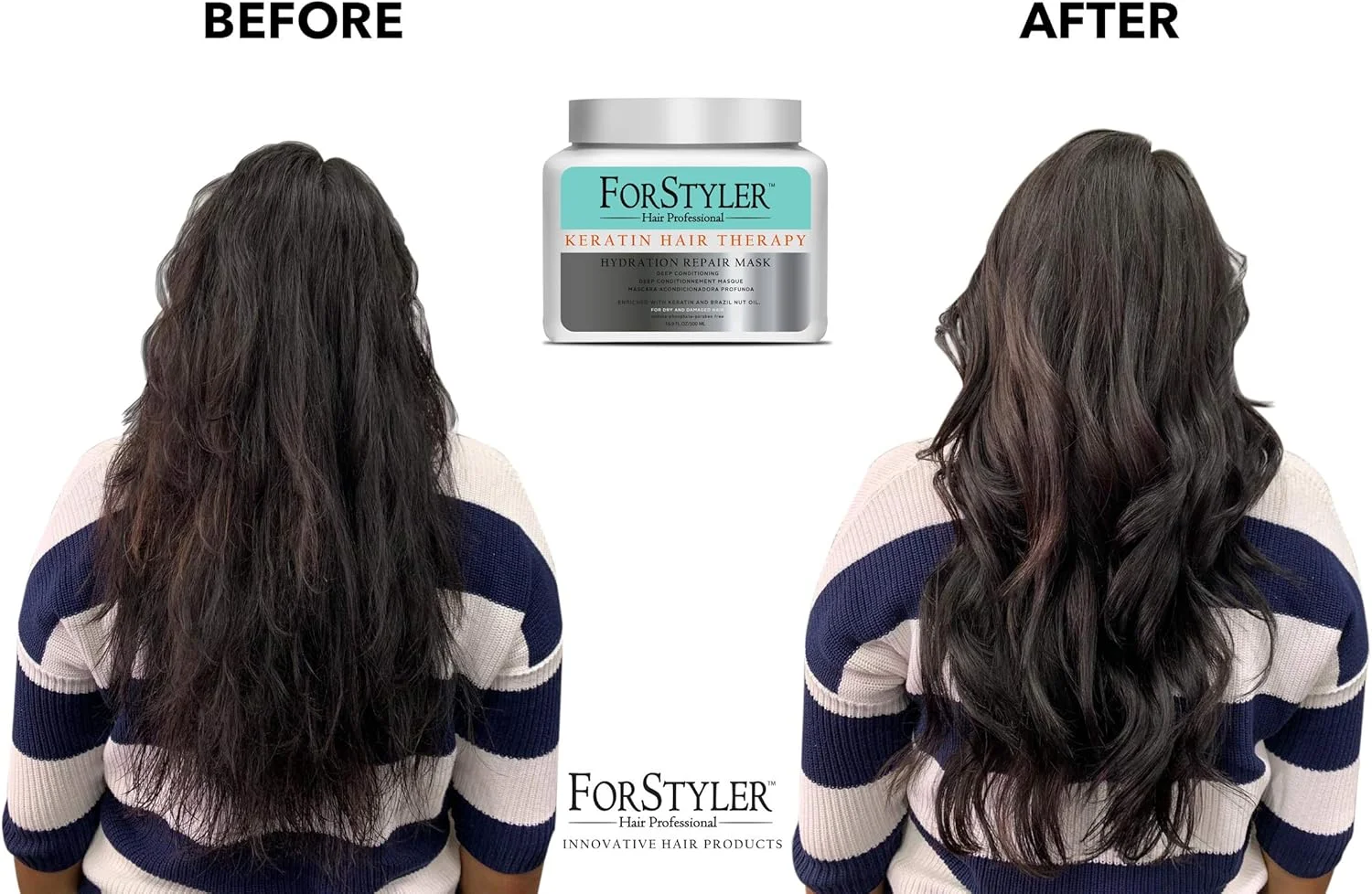 ماسک درمانی نرم کننده عمیق موهای خشک و آسیب دیده فور استایلر - درمان مو با کراتین 500 میلی لیتر