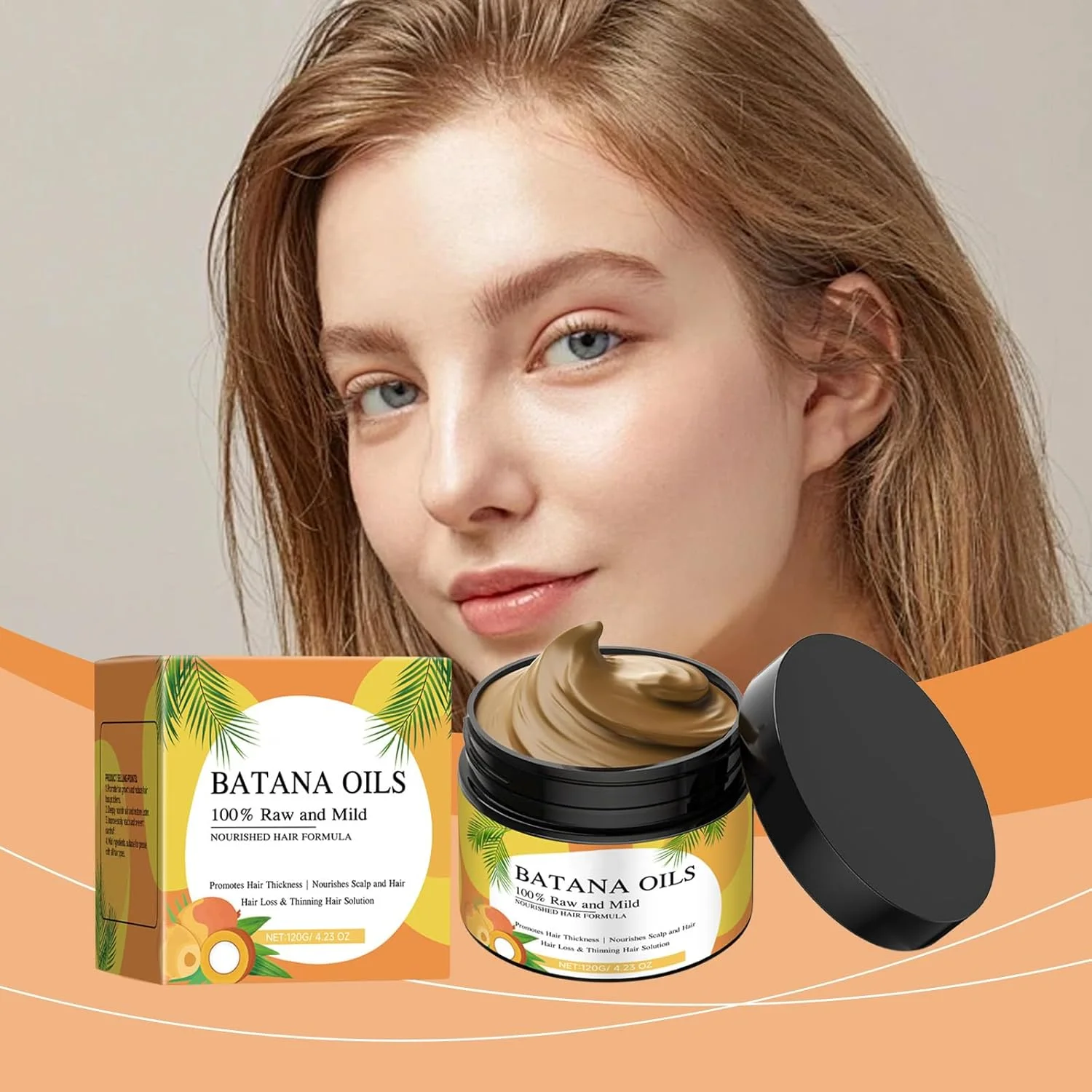 روغن باتانا 120 گرمی برای ماسک مو، ترمیم مو و پوست آسیب دیده، رشد موی سالم تر، ماسک درمانی مغذی مو برای موهای خشک و وز، ماسک موی نرم و براق