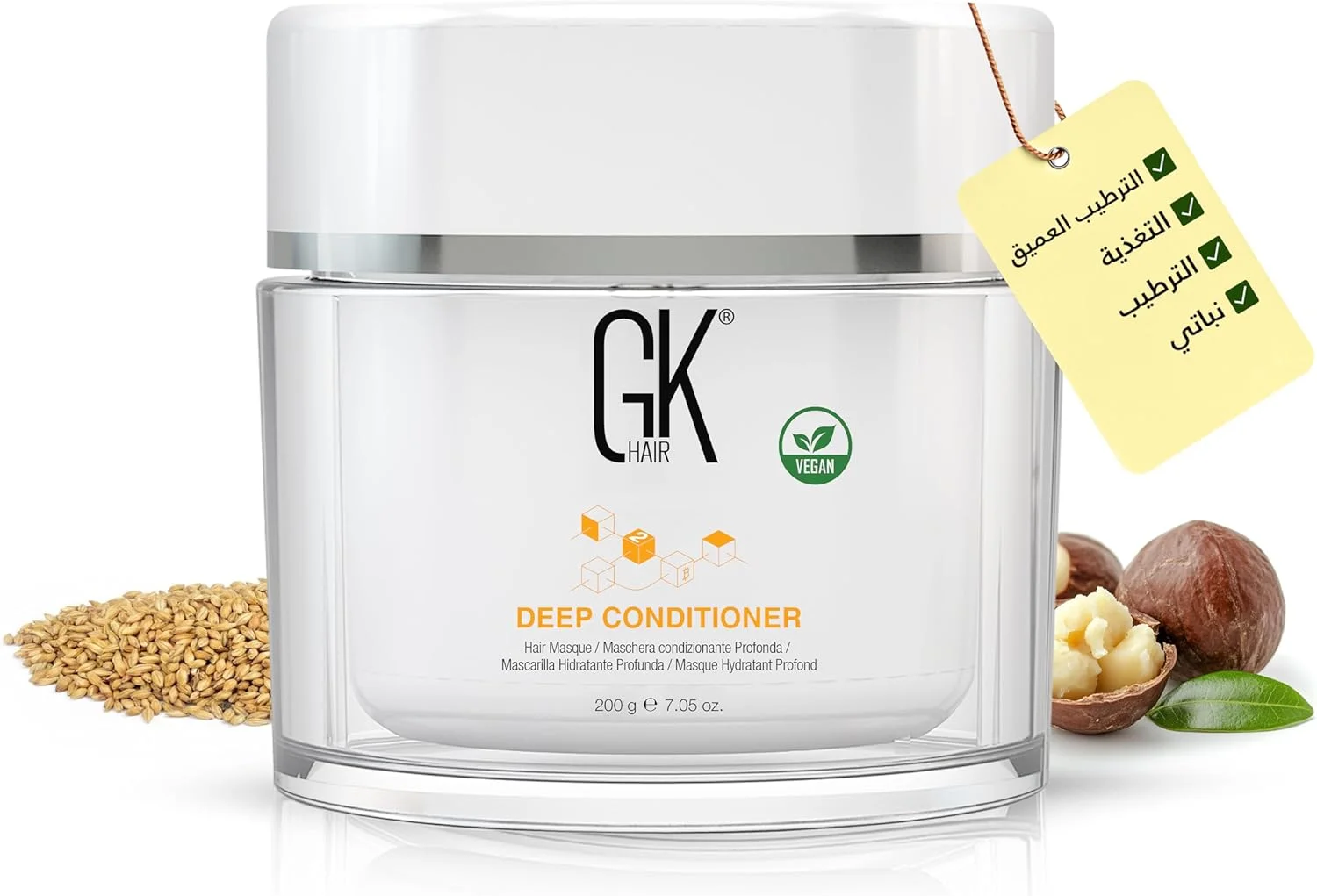 ماسک نرم کننده عمیق مو جی کی هیر گلوبال کراتین (200 گرم) ماسک درمانی ترمیم کننده و آبرسان قوی برای موهای خشک، آسیب دیده، رنگ شده و وز شده، فرمول احیا کننده حاوی روغن دانه جوجوبا