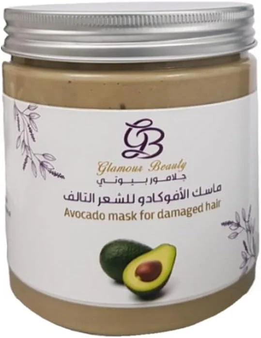 ماسک آووکادو و پروتئین Glamour Beauty برای موهای آسیب دیده و رنگ شده | ترمیم و تغذیه مو | ضد وز، درمان موخوره | 500 گرم