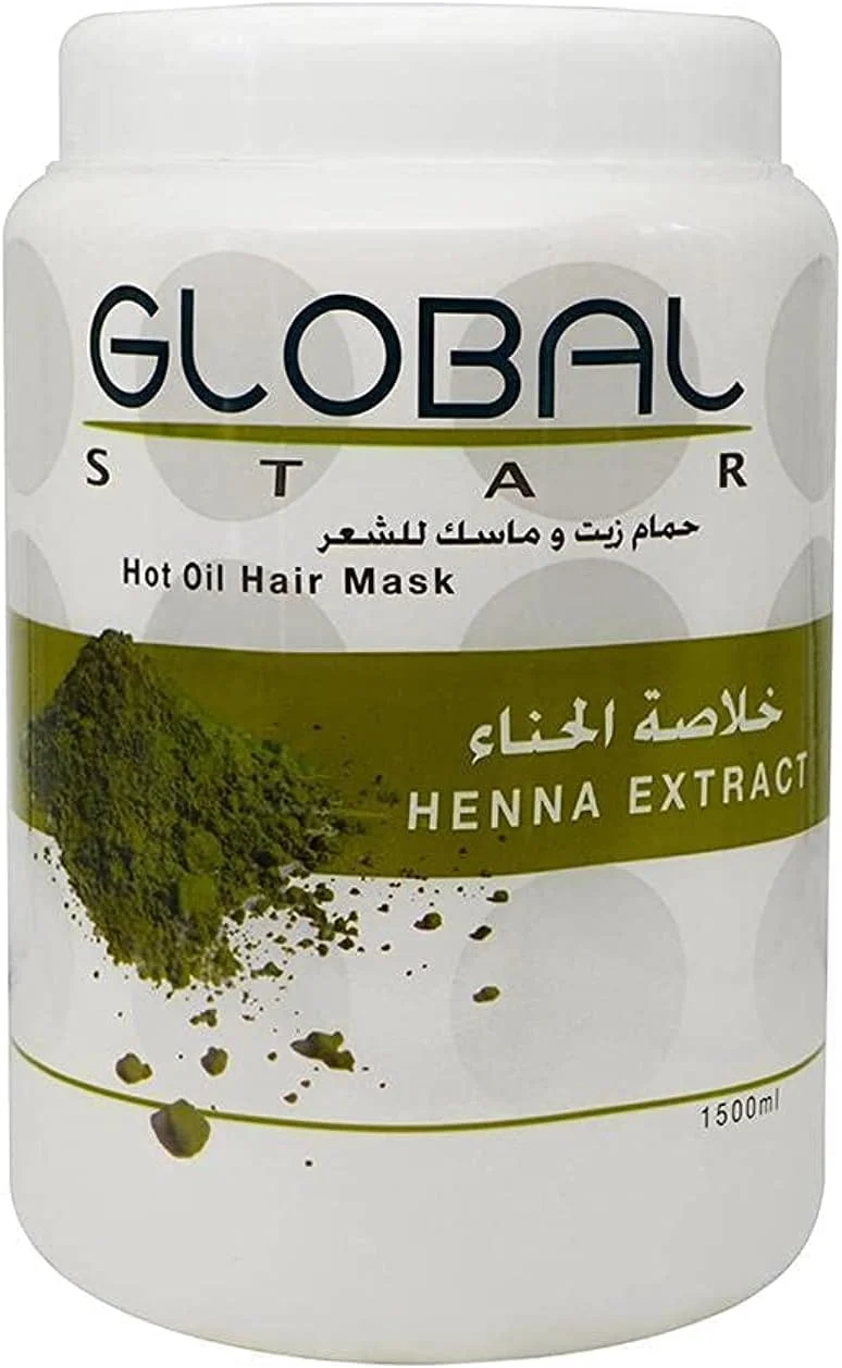 ماسک مو روغن داغ گلوبال استار با عصاره حنا - 1500 میلی لیتر برای موهای مجلل