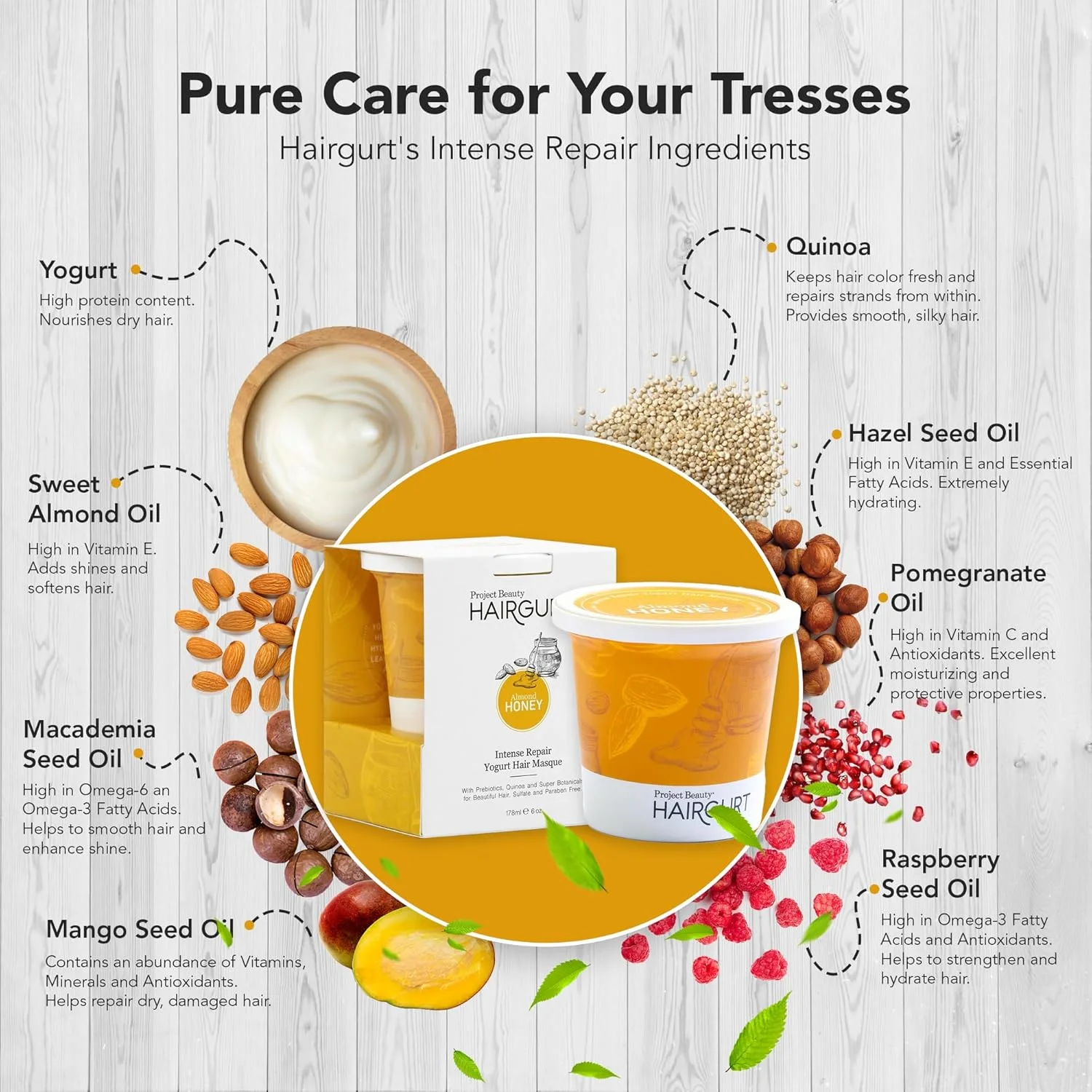 ماسک موی ماست ترمیم کننده عمیق موهای خشک و آسیب دیده، بدون سولفات (۱۷۰ گرم)