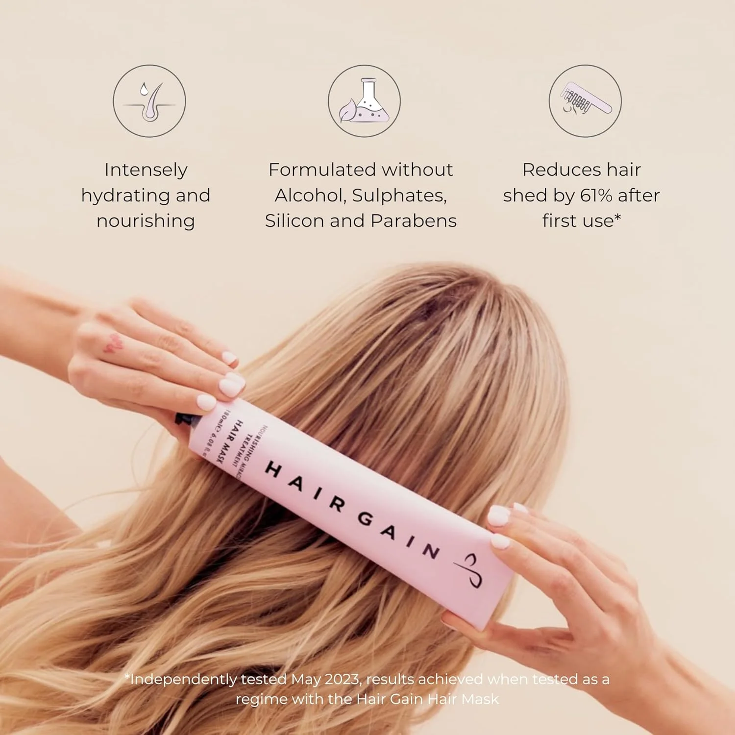 ماسک مو مغذی Hair Gain - ماسک موی آبرسان عمیق و ماندگار برای موهای خشک و آسیب دیده، افزایش رشد مو - درمان عمیق، مرطوب کننده مو، کنترل وز، موهای مجعد 50 میلی لیتر