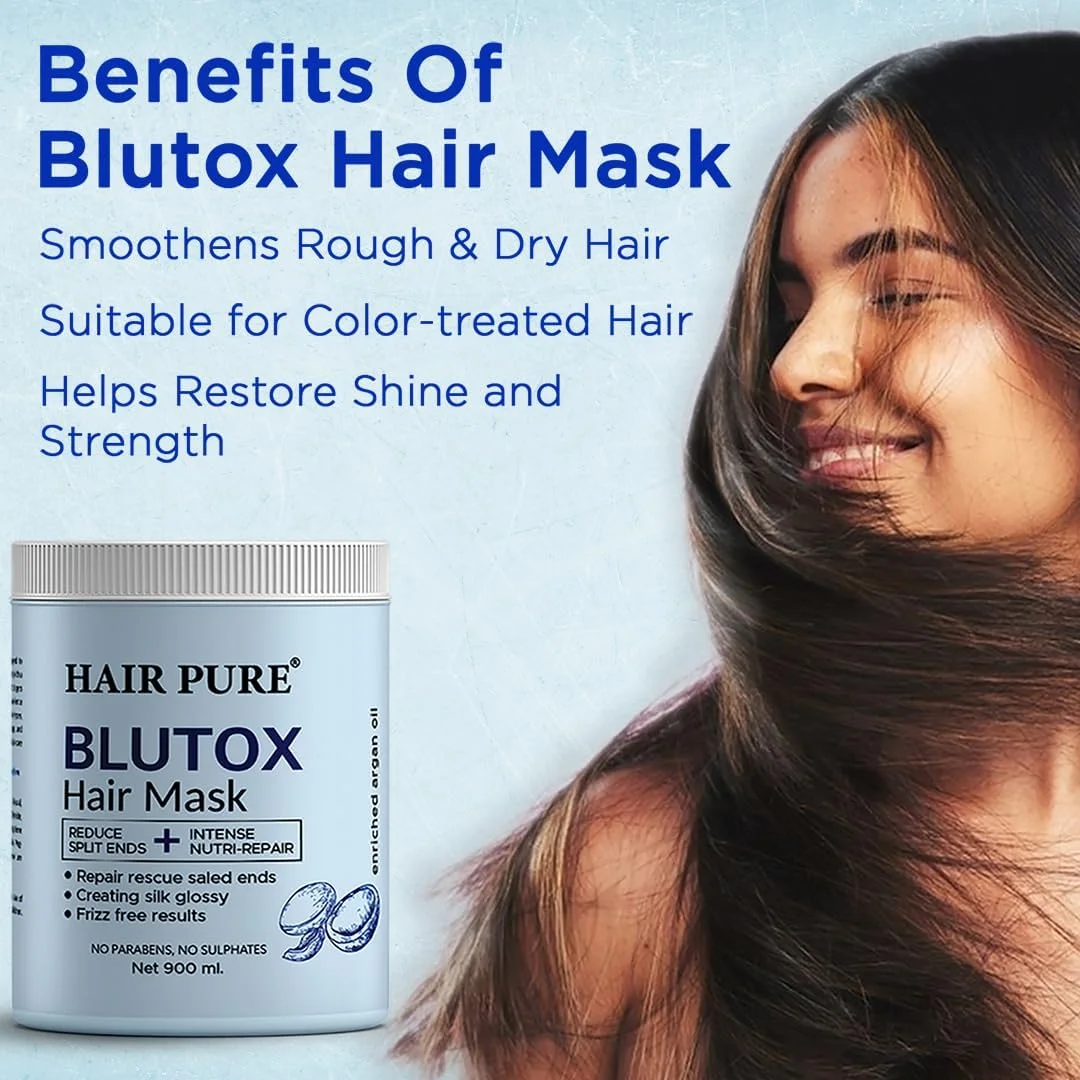 ماسک موی بلوتاکس | ترمیم پیشرفته موخوره و درمان تغذیه ای شدید | تقویت و احیای موهای خشک و آسیب دیده | غنی شده با پروتئین ها و ویتامین ها | فاقد سولفات و پارابن - 900 میلی لیتر