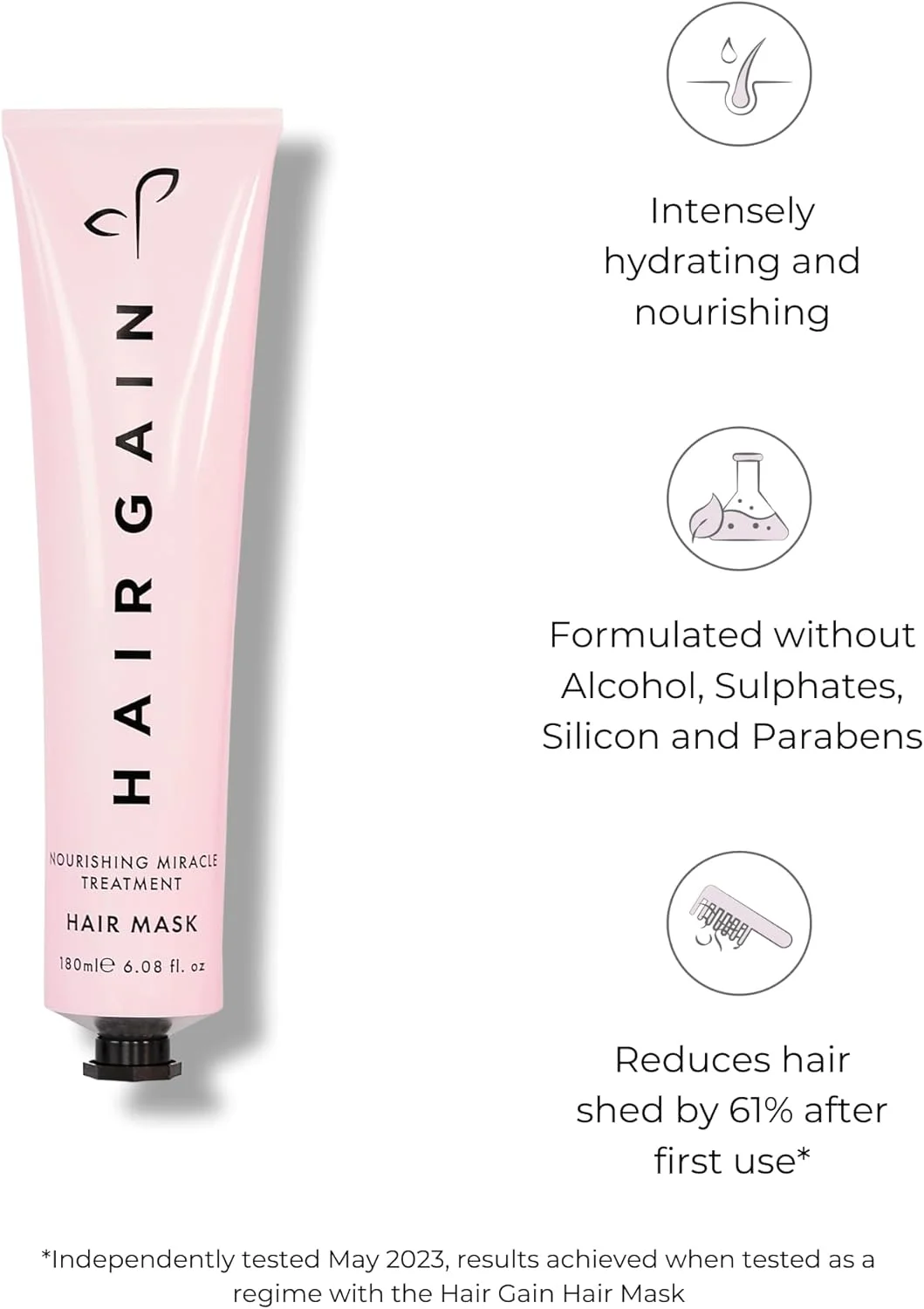 ماسک مو مغذی Hair Gain - ماسک موی آبرسان عمیق و ماندگار برای موهای خشک و آسیب دیده، افزایش رشد مو - درمان عمیق، مرطوب کننده مو، کنترل وز، موهای مجعد 50 میلی لیتر