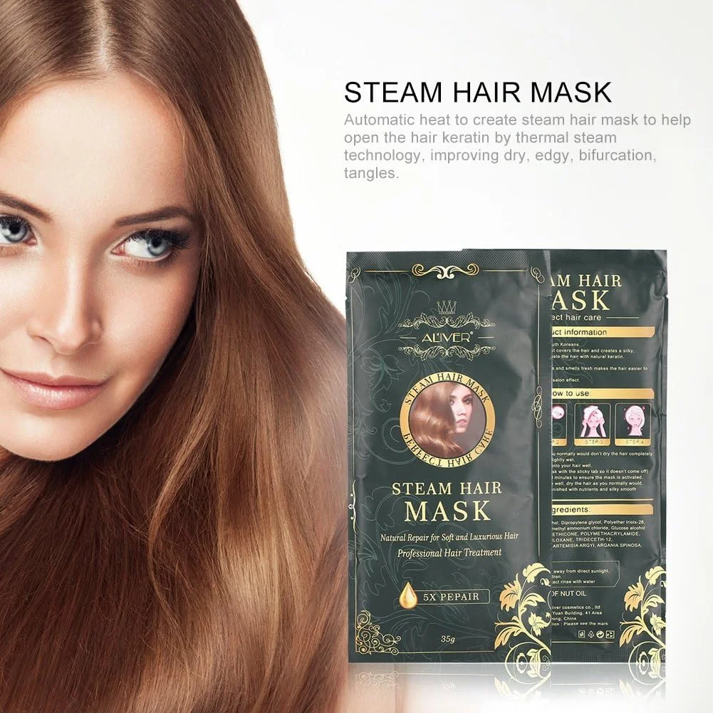ماسک مو، 3 عدد ماسک موی بخار گرم کننده، نرم کننده و صاف کننده مو، ترمیم موهای آسیب دیده، درمان مغذی، موها را ابریشمی و براق می کند