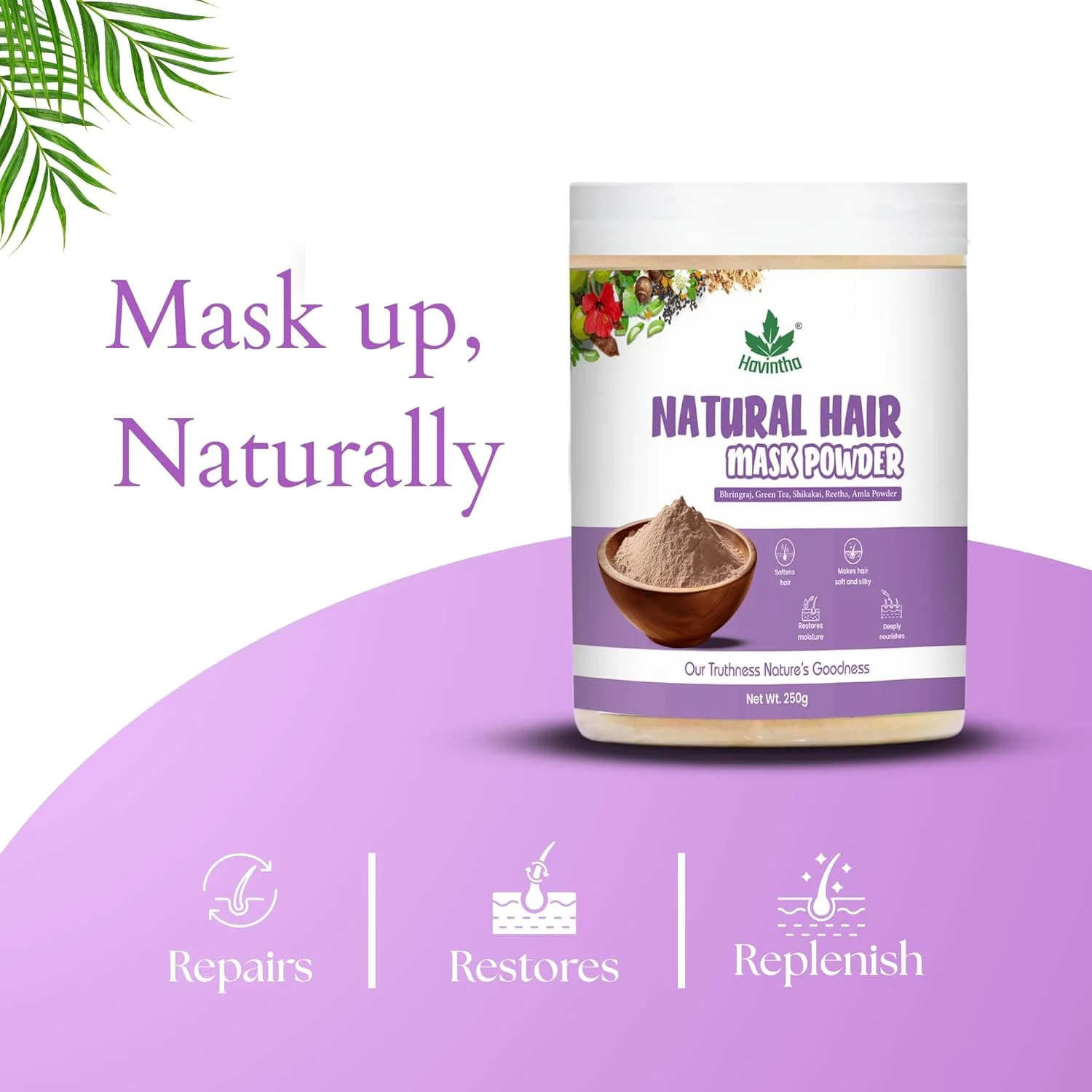 ماسک موی هاوینتا برای رشد مو، رفع موخوره، درخشندگی و تغذیه مو، 250 گرم