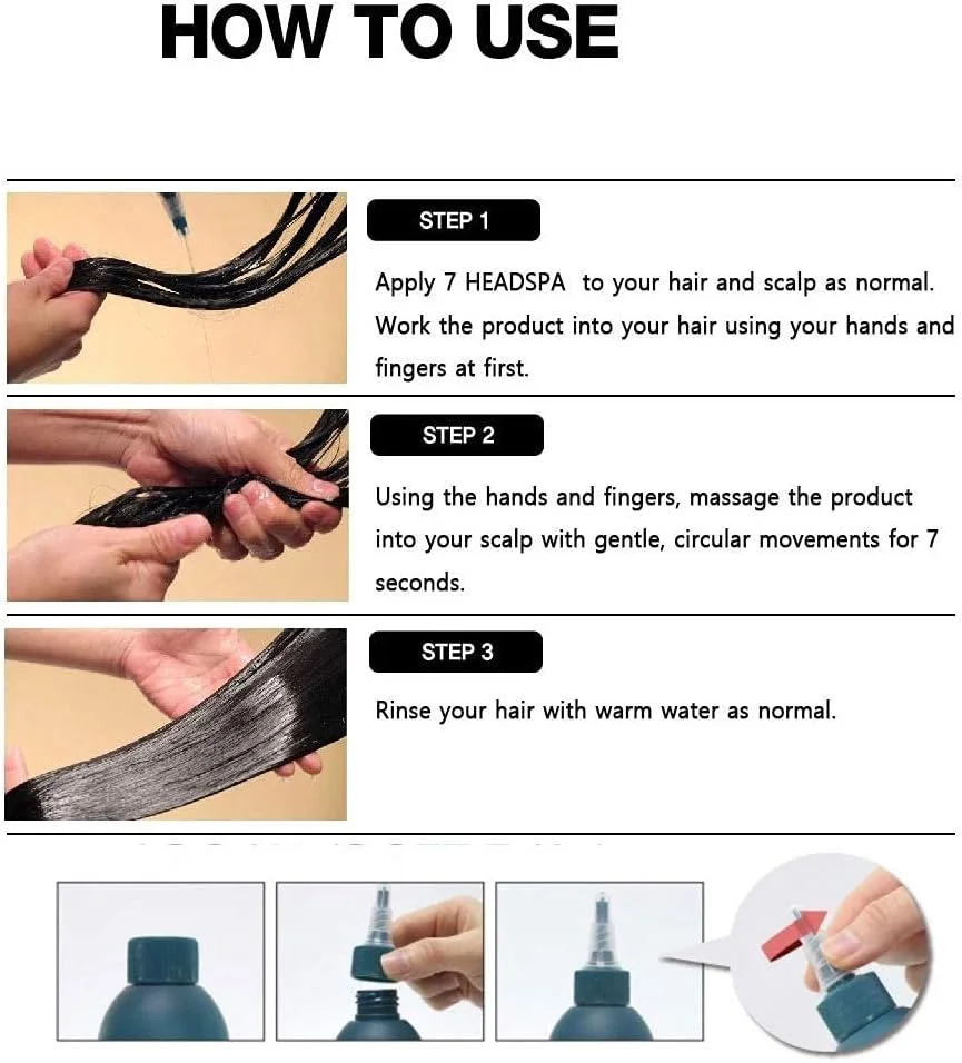 درمان ۷ ثانیه ای HeadSpa 7 - درمان ضد ریزش مو، 200 میلی لیتر / درمان نرم کننده رشد مو برای ضخیم شدن مو - رویش مجدد طبیعی مو و حجم دهنده، ماسک مو، درمان عمیق پوست سر برای موهای آسیب دیده