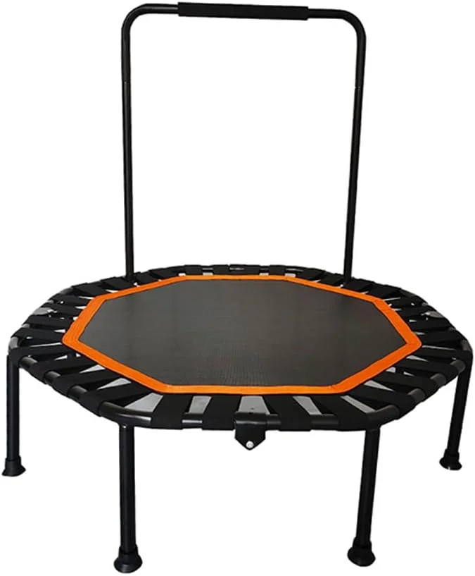 ترامپولین ورزشی 42 اینچی Eacam با دسته، ترامپولین تاشو و بی صدا، تمرینات کاردیو و پرش برای بزرگسالان - حداکثر وزن قابل تحمل 150 کیلوگرم