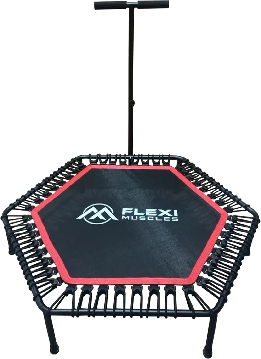 ترامپولین ورزشی مینی 48 اینچی برای بزرگسالان با طناب های بانجی و میله ایمنی. حداکثر تحمل وزن 120 کیلوگرم، ایده آل برای تمرینات ورزشی داخل و خارج از منزل.