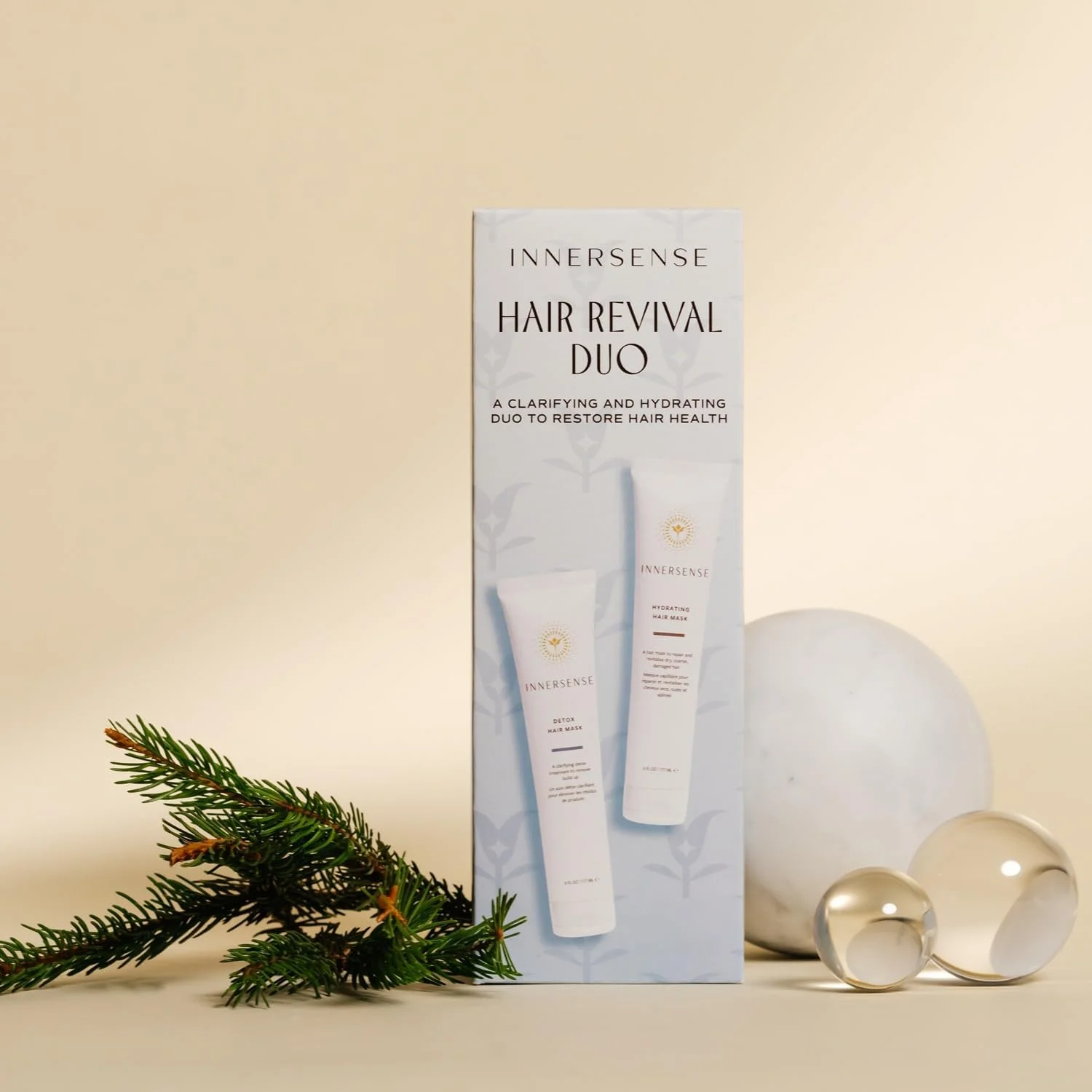 مجموعه تعطیلات احیا کننده موی ارگانیک اینرسنس | ماسک سم زدای مو، ماسک آبرسان مو | غیر سمی، بدون تست حیوانی، مراقبت موی پاک (مجموعه 2 عددی)